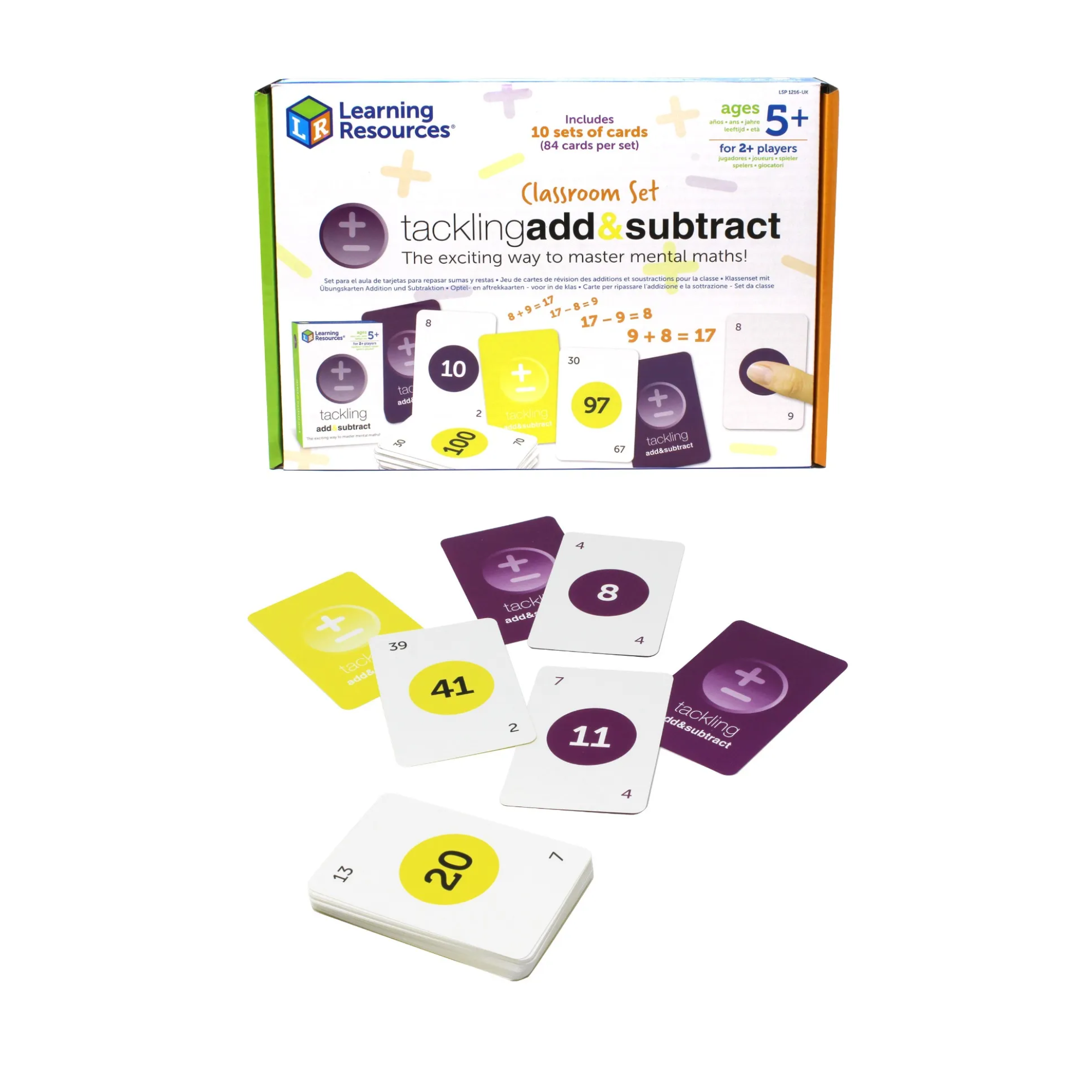 Learning Resources Tackling Add and Subtract Class Set, Maths Card Game for Building Mental Maths Fluency, Includes 10 Decks and Teacher Guide, Ages 5+