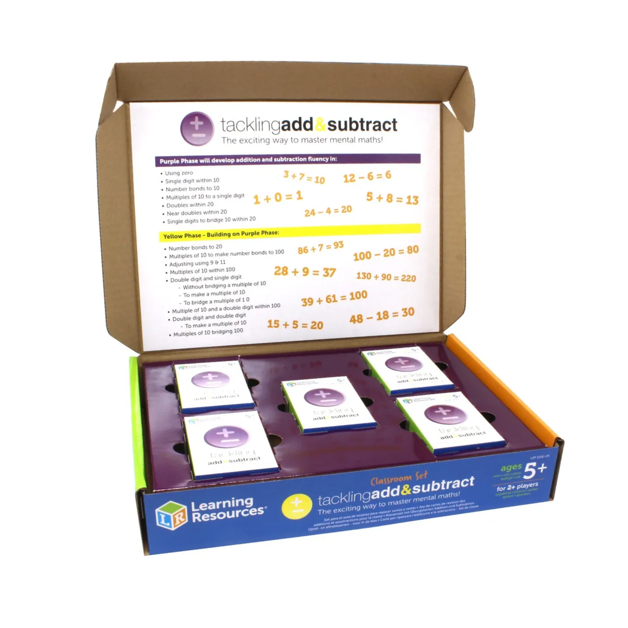 Learning Resources Tackling Add and Subtract Class Set, Maths Card Game for Building Mental Maths Fluency, Includes 10 Decks and Teacher Guide, Ages 5+