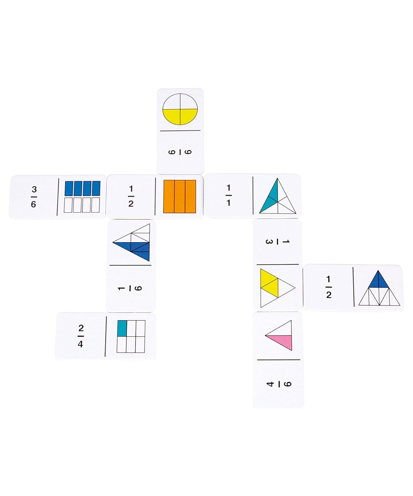 Learning Resources Rainbow Fraction Dominoes, Educational Game for Learning Fractions and Percentages, Double-Sided Dominoes with Visual and Numeric Representations, For 2-4 Players, Includes Multilingual Activity Guide