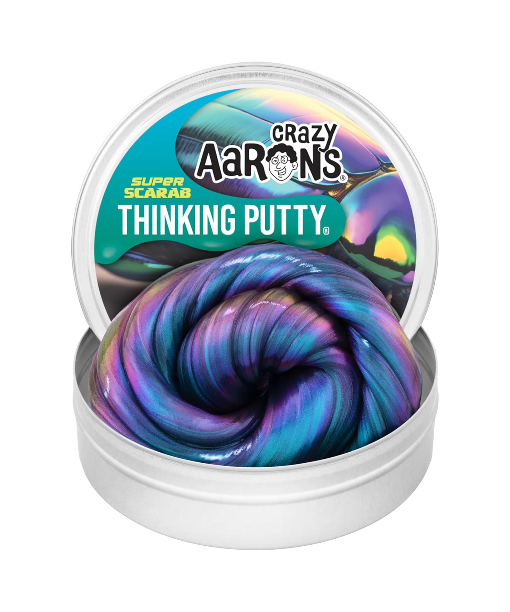معجون التفكير سوبر سكراب من كريزي آرون، علبة 4 بوصات مع 90 جرامًا من معجون اللعب الحسي غير السام الذي لا يجف أبدًا، لعبة فيدجيت إبداعية ناعمة الملمس للأولاد والبنات من سن 3 سنوات فما فوق