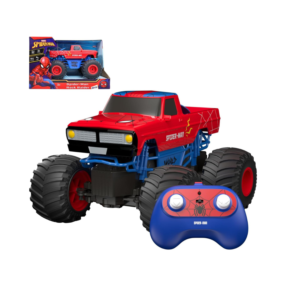 Marvel Spider-Man Rock Raider Remote Control Car, Official 2.4 GHz Full Function R/C Vehicle, Rugged Rock Crawler Toy for Kids Ages 3+
