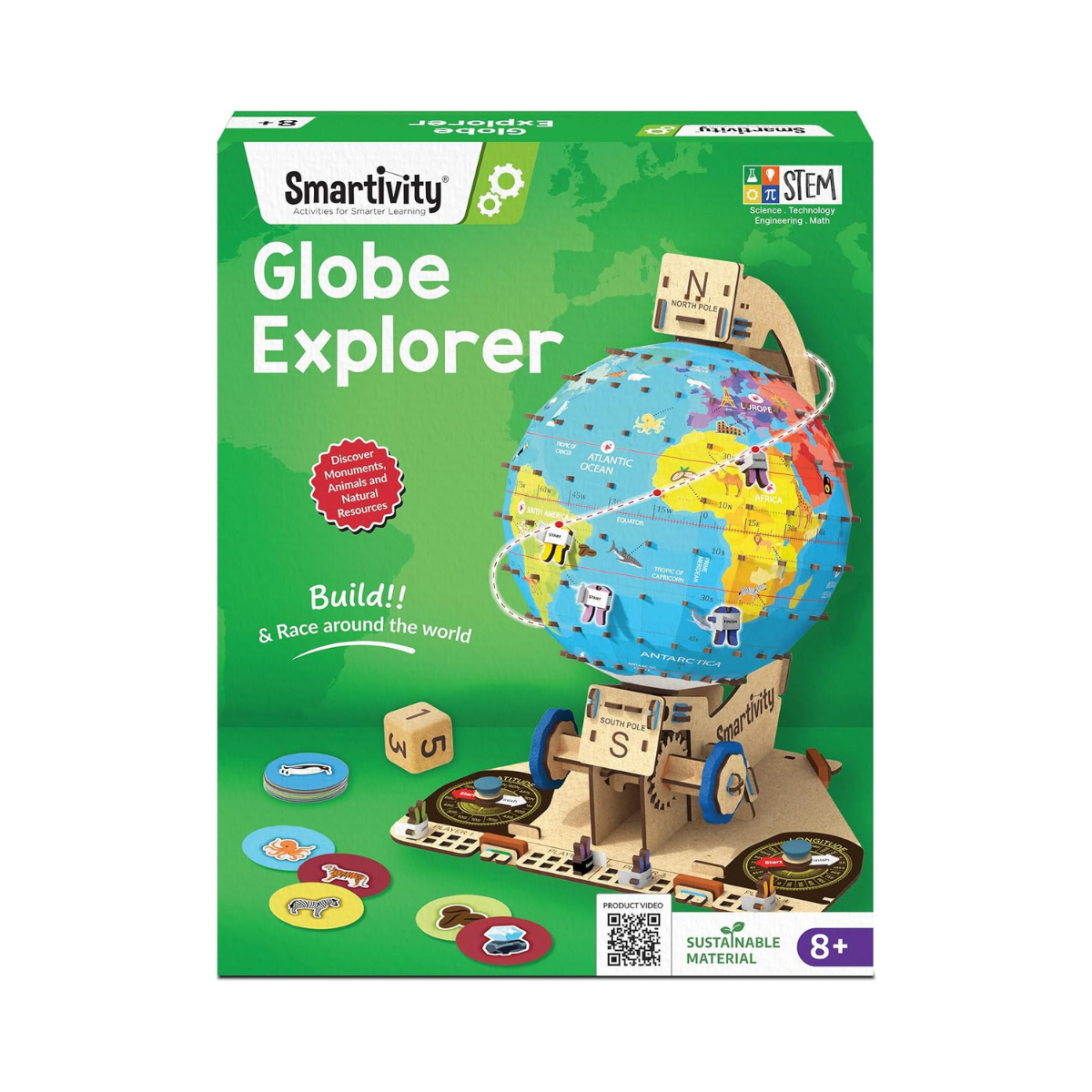 Smartivity Interactive Globe Model for Kids 8-14 Years Old | Build Your Own Globe with 1000+ Facts About Animals, Monuments, Places I Birthday Gift for Boys & Girls I Educational Toy for Kids
