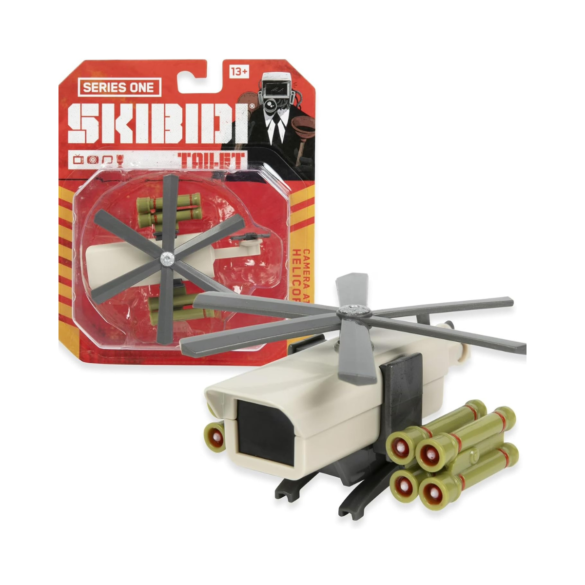 Skibidi Toilet, 1:64 Scale Diecast Collectible Action Figure & Vehicle Toy from Viral YouTube Series, Sci Fi Action Toy for Kids & Collectors, Suitable for Kids Ages 8+ (Camera Attack Helicopter)