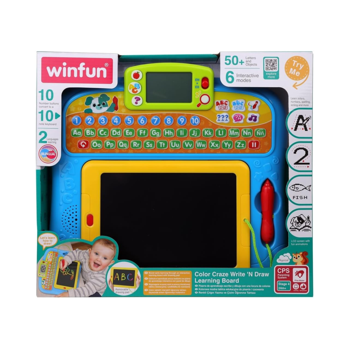 Winfun Color Craze Write ‘N Draw Learning Board 24M+ | Interactive Drawing & Writing Board for Toddlers | Educational Creative Learning Toy | Early Skills Development
