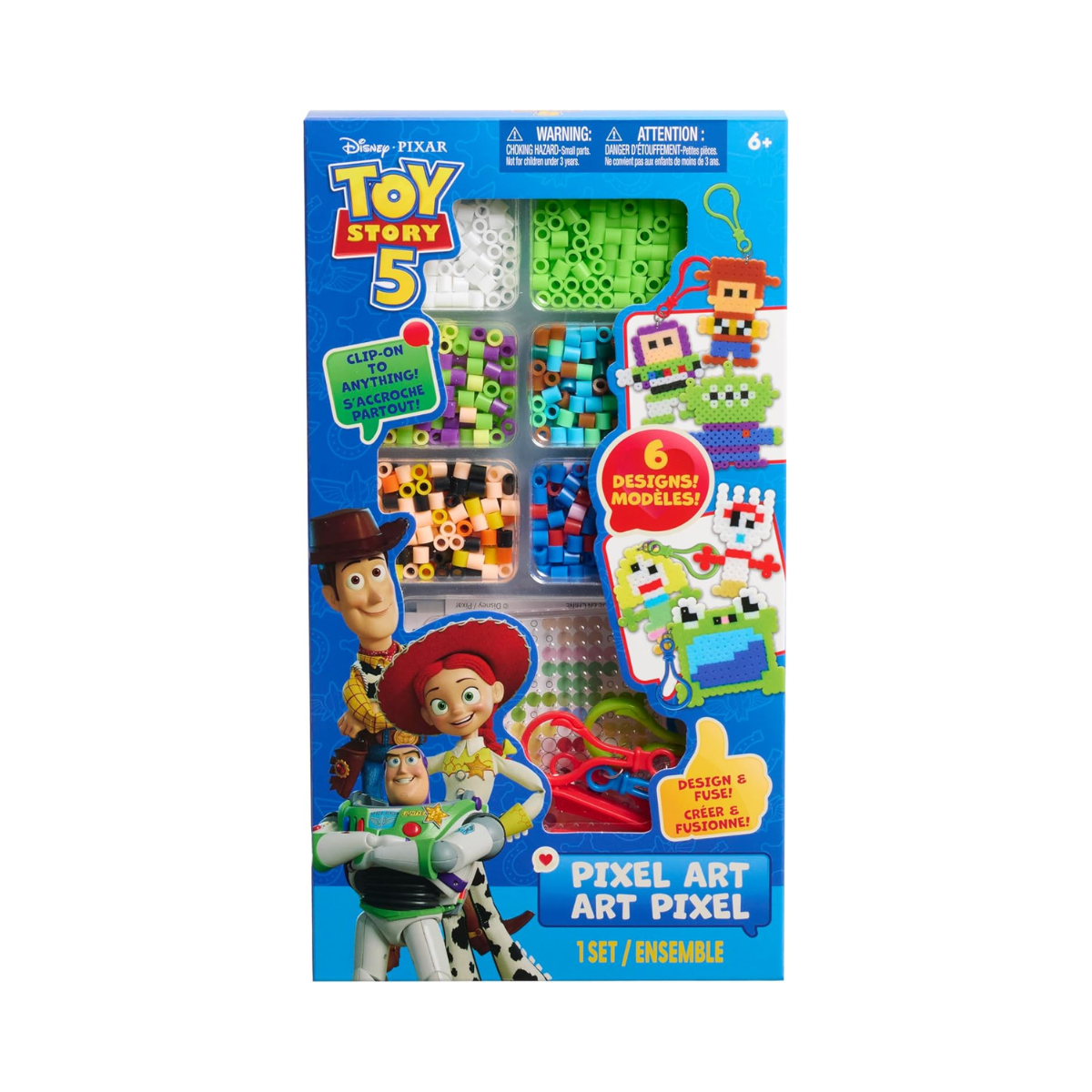 Disney Pixar Toy Story 5 Pixel Art DIY Craft Kit for Kids, 800 Fuse Beads Activity Set with Character Bag Clips, Creative Arts and Crafts Toy Ages 6+