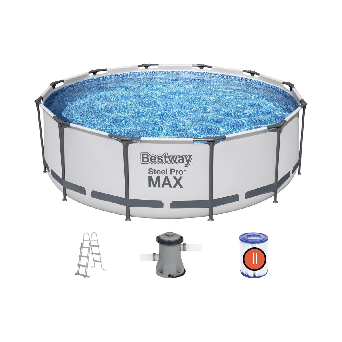 Bestway Steel Pro MAX Above Ground Pool Set with Filter Pump Diameter 366 x 100 cm Grey Round