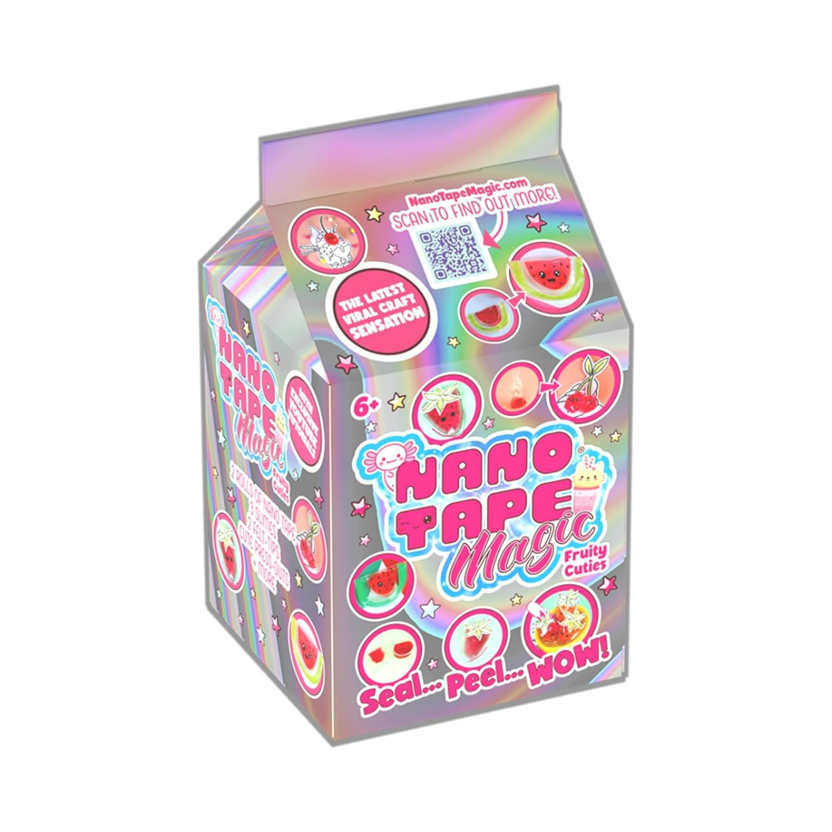 Nano Tape Magic Mini Kit Fruity Cutie, DIY Nano Tape Craft Set with Slime, Beads and Fruit-Themed Squishy Creations for Kids, Ages 6+