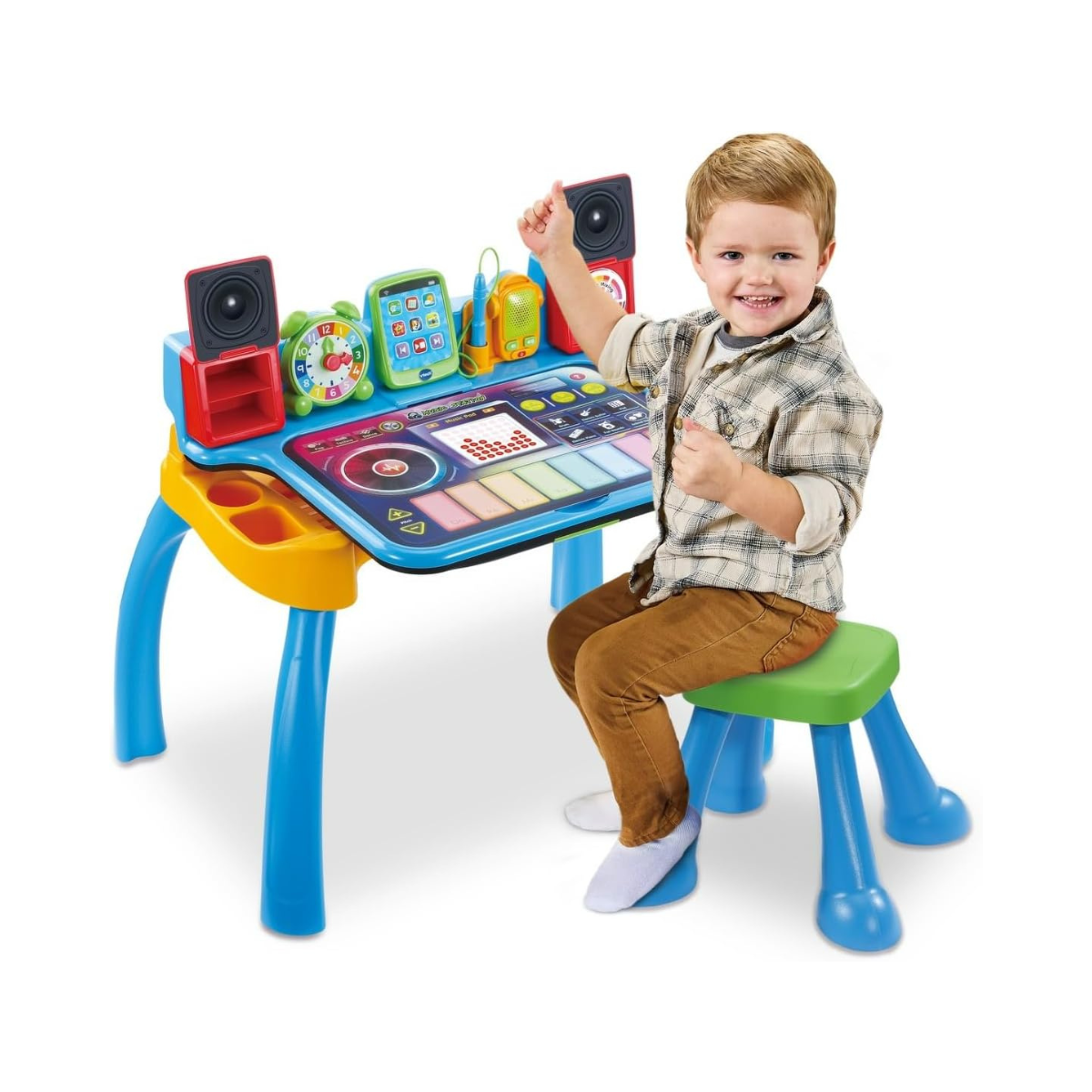 VTech 6-in-1 Interactive Musical Activity Desk for Kids 3–6 – Educational Learning Table, Writing Pad with Stylus, Art Easel & Chalkboard, 5 Activity Pages