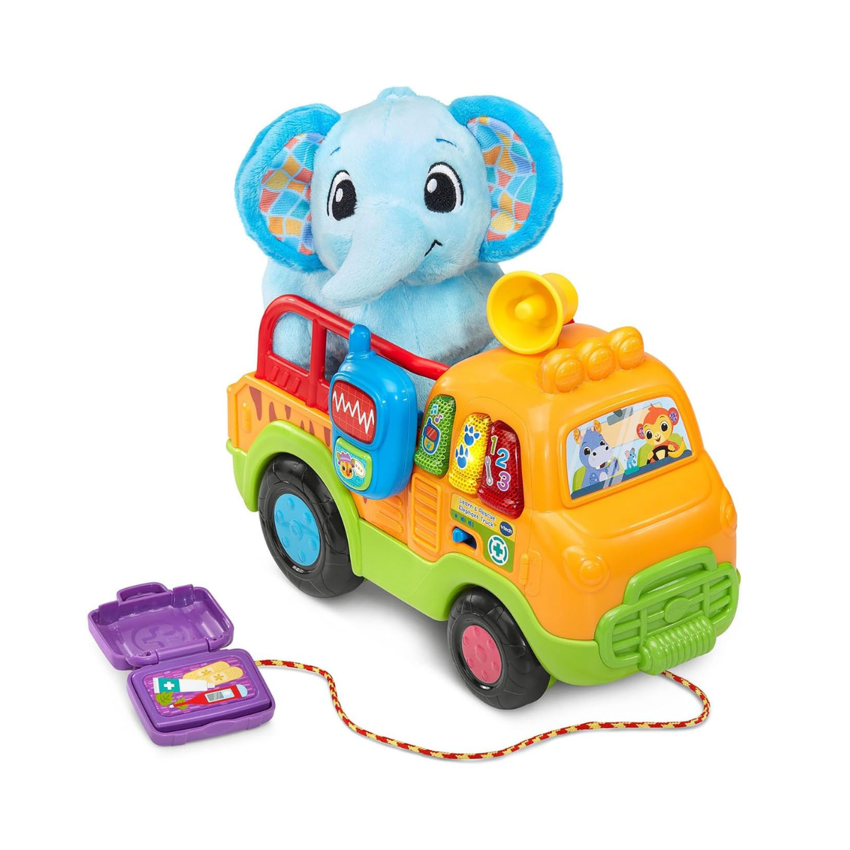 VTech Learn and Rescue Elephant Truck Pull Toy with Plush Elephant