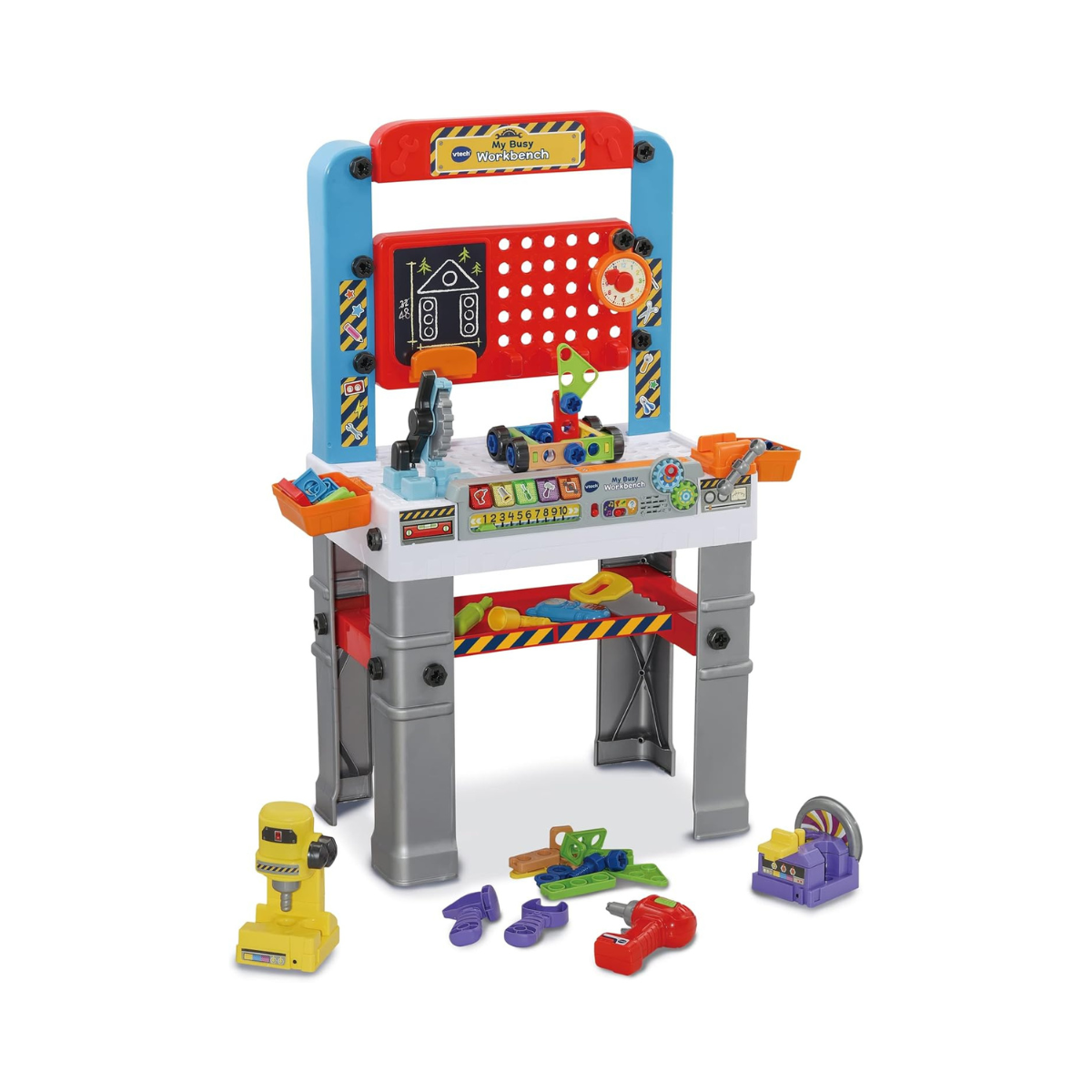 VTech My Busy Workbench, Interactive Toddler Toy, Pretend Play Tools, 100+ Pieces, Lights, Music & Sounds, Kids Gifts 3, 4, 5 + Years, English Version