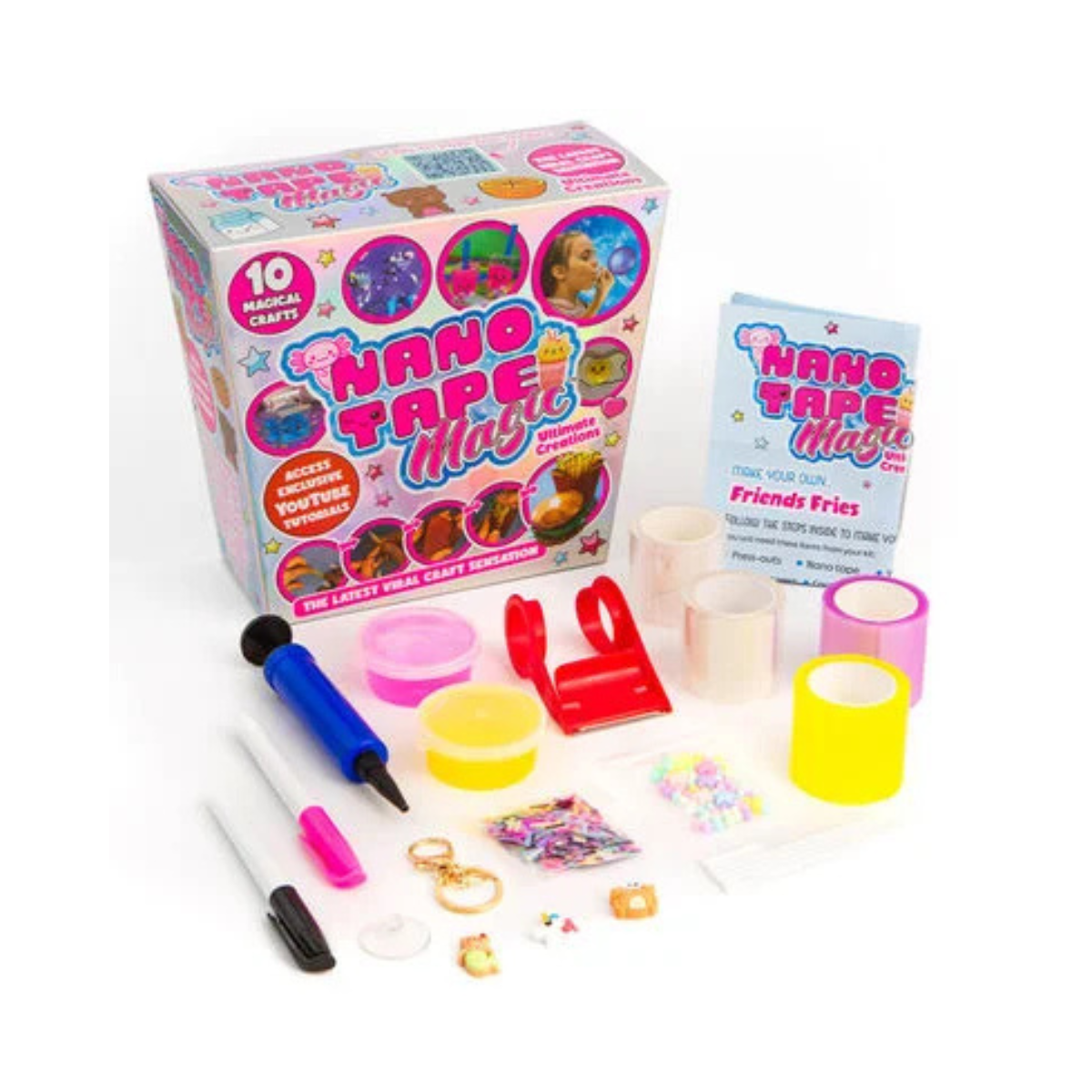 Nano Tape Magic Deluxe Ultimate Creations Kit, DIY Nano Tape Arts & Crafts Set with Squishies, Stickers, Bubble Pets and Slime Creations for Kids, Ages 6+