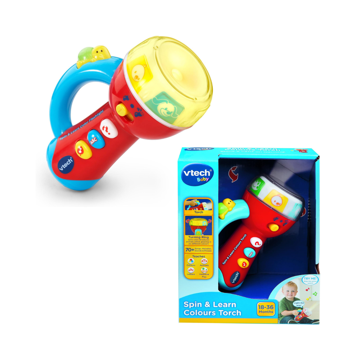 VTech Baby 185903 Spin and Learn Colours Torch - Multi-Color