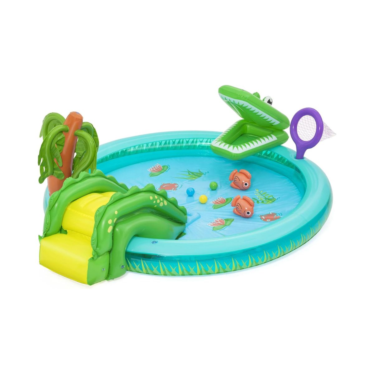 Bestway Playcentre Crocodile Cove 224X181X72cm, Outdoor & Indoor Relaxation & Play, Crocodile-themed Design, Slide With Soft Landing Pad, Easy-to-use