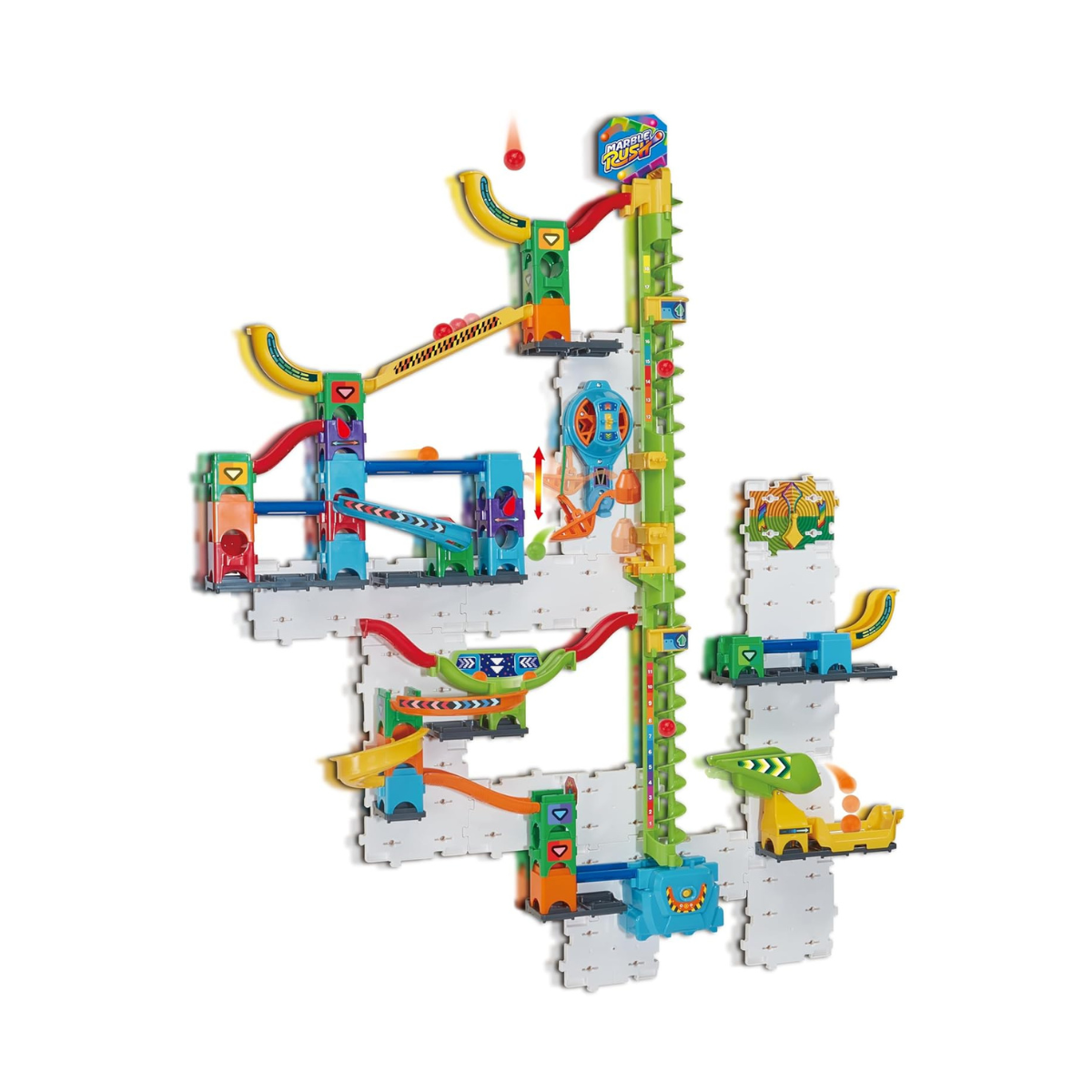 VTech Marble Rush Free Fall Vertical Set, Construction Set for Kids, 93 Building Pieces & 10 Marbles, Interactive Building Toy, Suitable for Ages 6, 7, 8+ Years, English Version