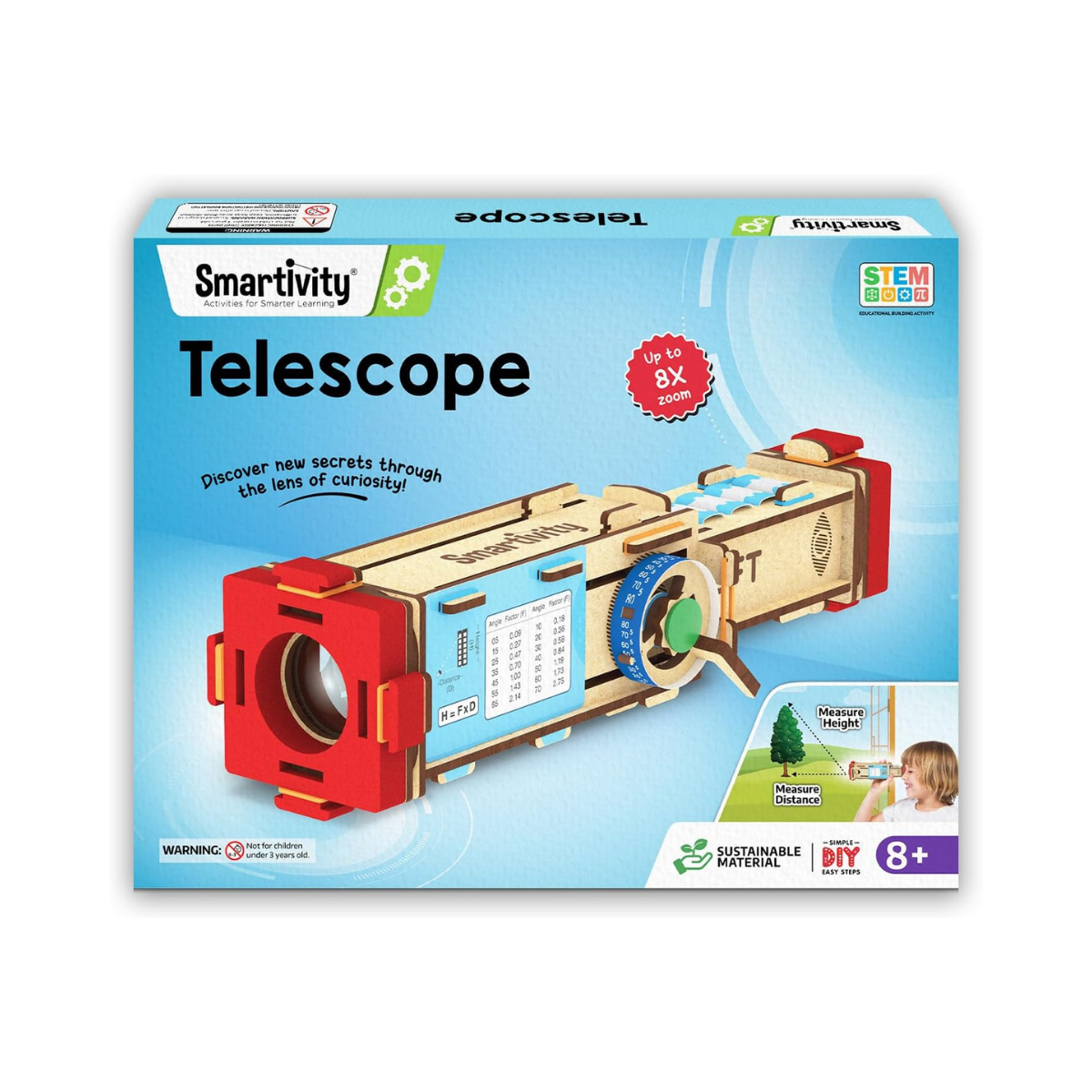 Smartivity Telescope Toy for Kids Age 8, 9, 10, 11, 12, 13, 14 Years Old | Measure Height & Distance | Birthday Gift for Boys & Girls | DIY Science Toys for Kids 8-14 Years