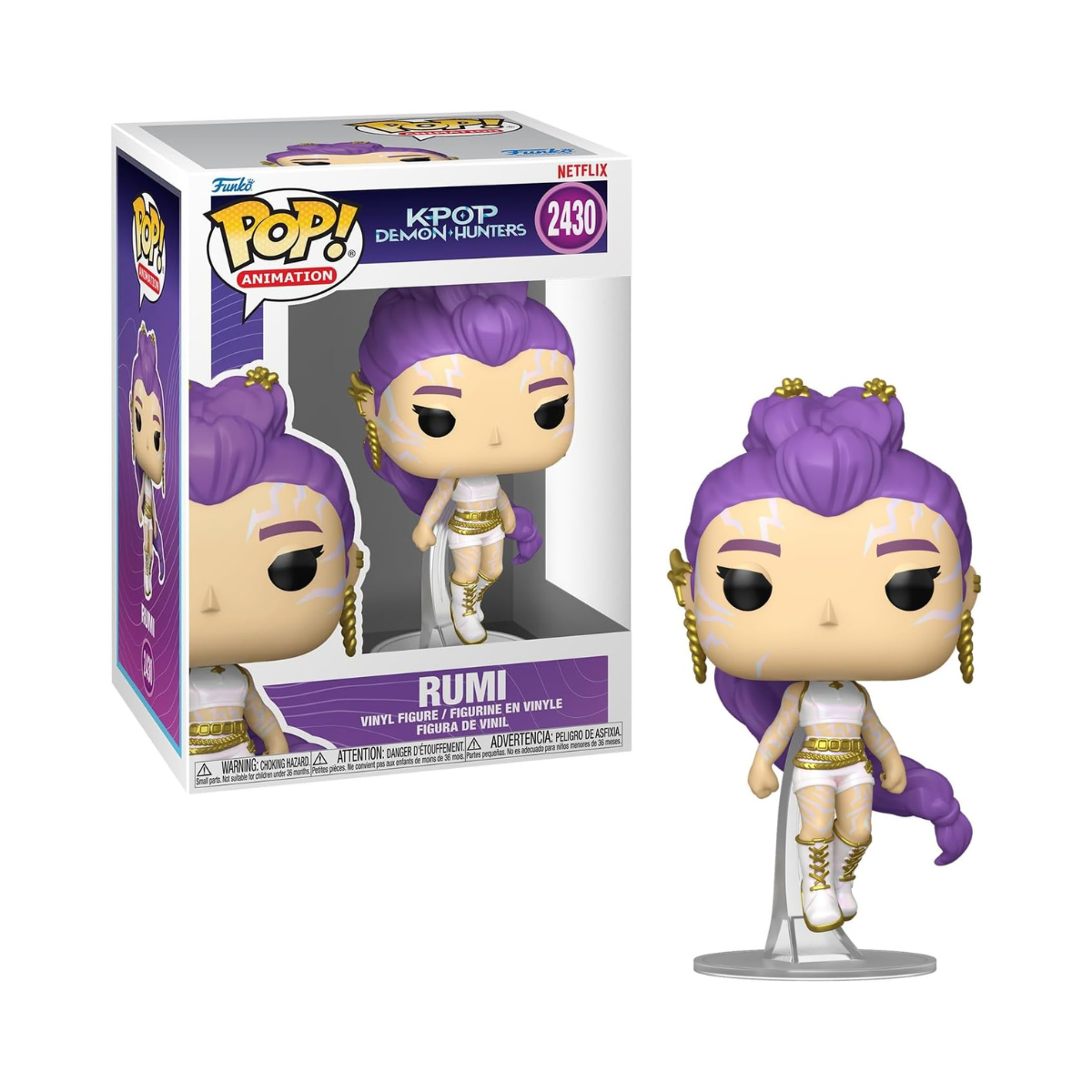 Funko POP! Animation: Netflix - KPOP Demon Hunters - Rumi - 1 in 6 chance of receiving the rare Chase variant (Glow in the Dark) - Styles Vary - Collectable Vinyl Figure - Gift Idea