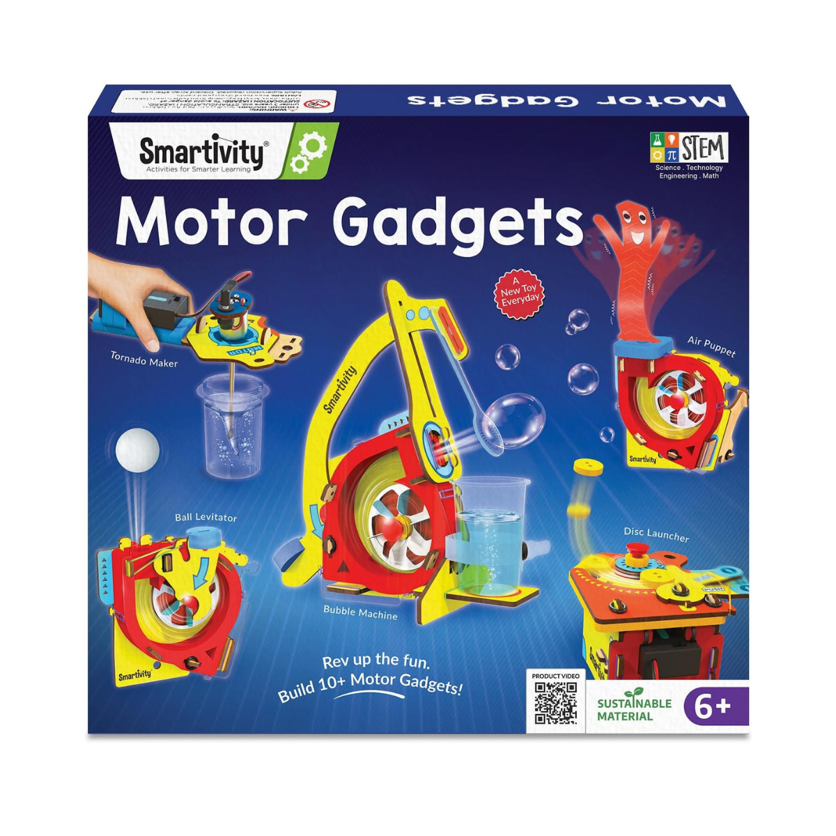 Smartivity 10-in-1 Motor Powered STEM Engineering Kit for Kids I 10+ Fun Electronics Projects for Smart Kids | DIY Science Kit/Toy for Ages 6,7,8,9,10,11,12 Years Old Boys & Girls