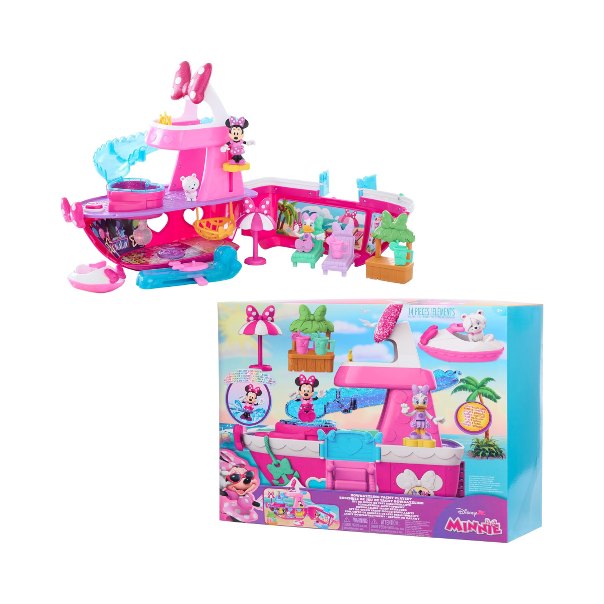 Just Play Minnie Mouse Bowdazzling Yacht Playset with Light and Sound Effects, 14 Pieces, Children's Toy from 3 Years