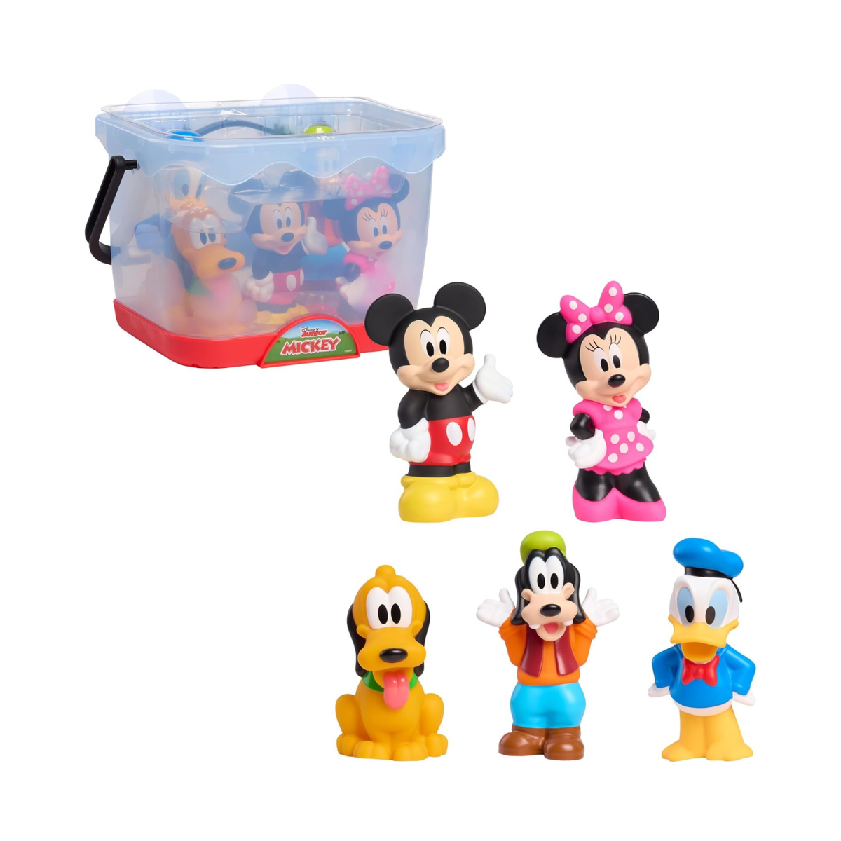 Disney Mickey Mouse Bath Caddy, 6-pieces, 5 Bath Toy Figures
