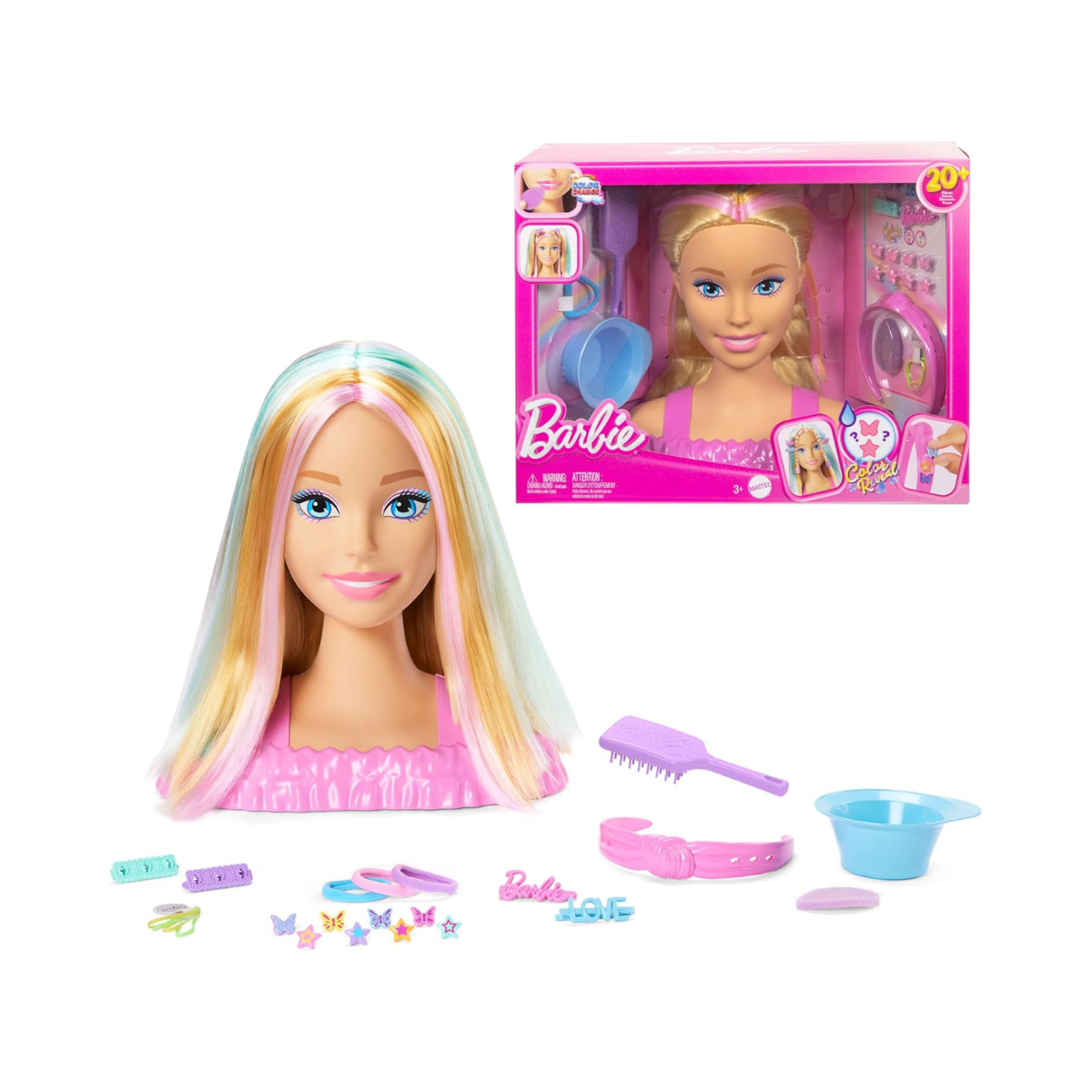 Barbie - JFG81 Blonde Hair Styling Head with 20+ Styling Accessories Including Star, Butterfly and Colour Changing Hair Clips