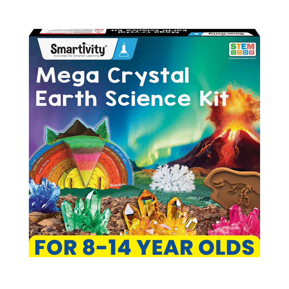 Smartivity Mega Crystal Earth Science Kit | Explore Earth, Crystal, and Fossilization Concepts | Birthday Gift for Boys & Girls I STEM Educational DIY Science Toys for Kids Ages 8,9,10,11,12,13,14