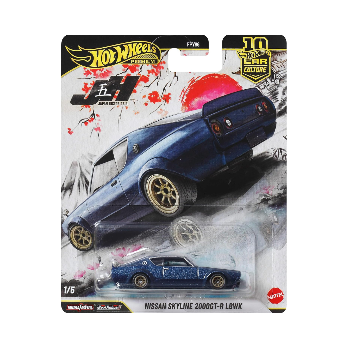 Hot Wheels LB Nissan Skyline 2000GT-R LBWK Autokultur Vehicle, High Quality 1:64 Scale Die-Cast Toy Car with Real Riders Tyres and Metal/Metal Body and Chassis, JKF11