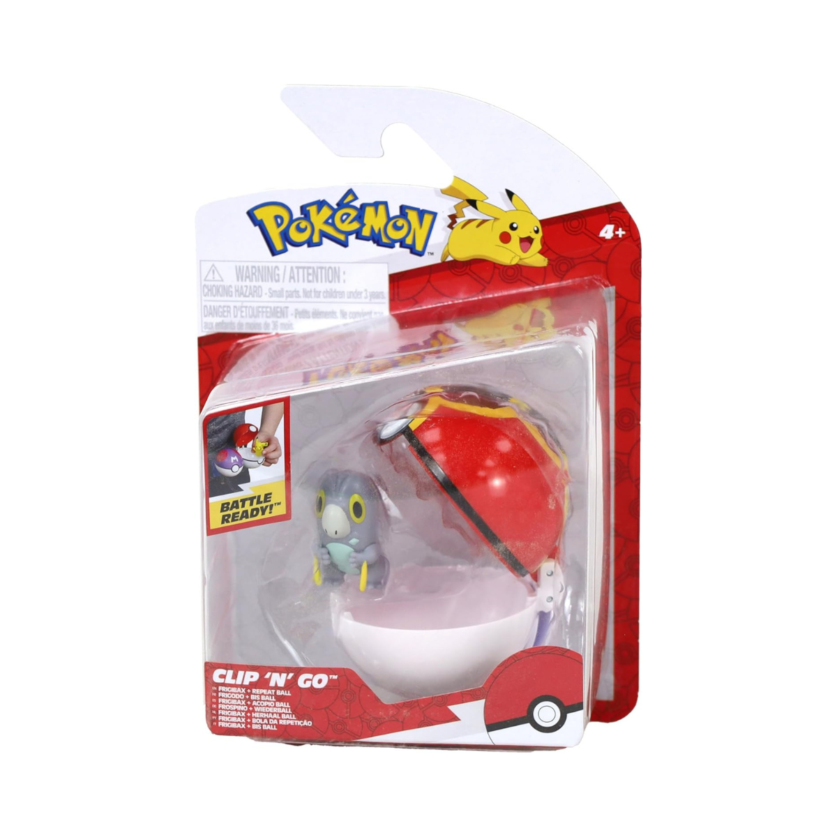 Pokemon Clip n Go - Frigibax with Repeatball, Action Figures, Official Detailed Figurines, Collectibles, Figure with Poke Ball, 4 Years+