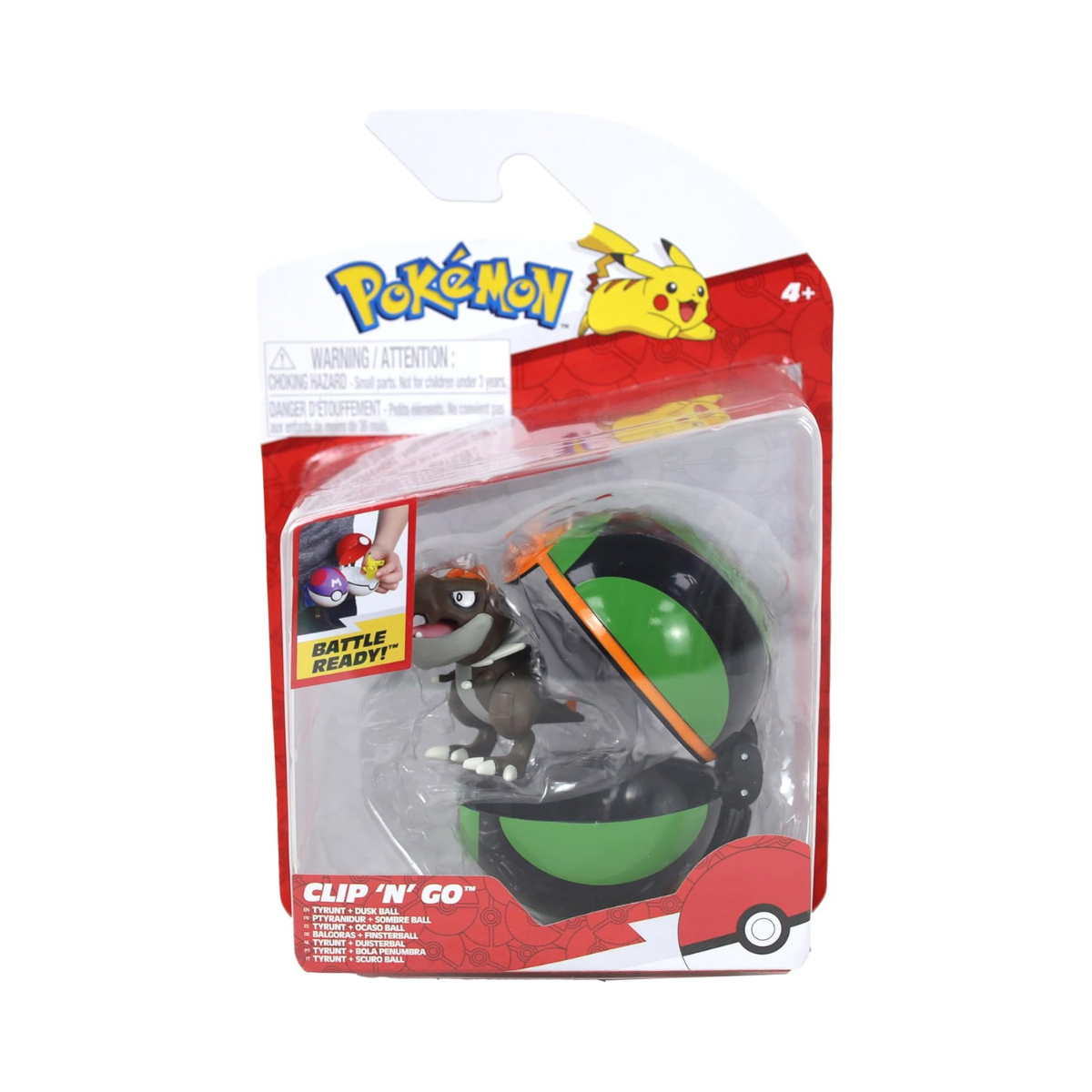Pokemon Clip n Go - Tyrunt with Duskball, Action Figures, Official Detailed Figurines, Collectibles, Figure with Poke Ball, 4 Years+