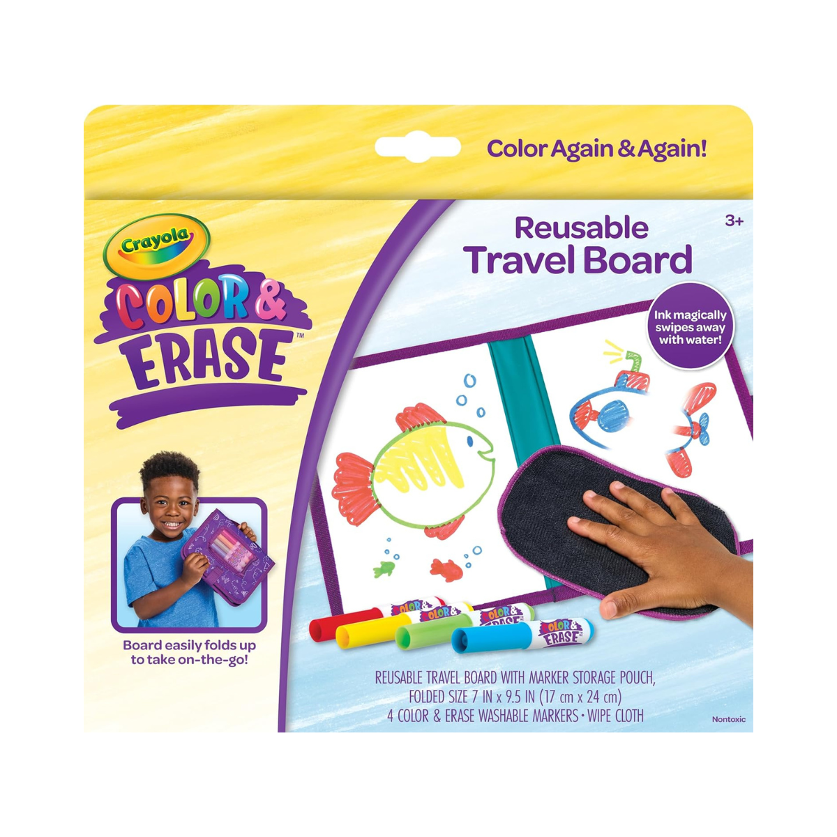 Crayola Color & Erase Drawing Board for Kids, Travel Coloring Kit, Gift 3+