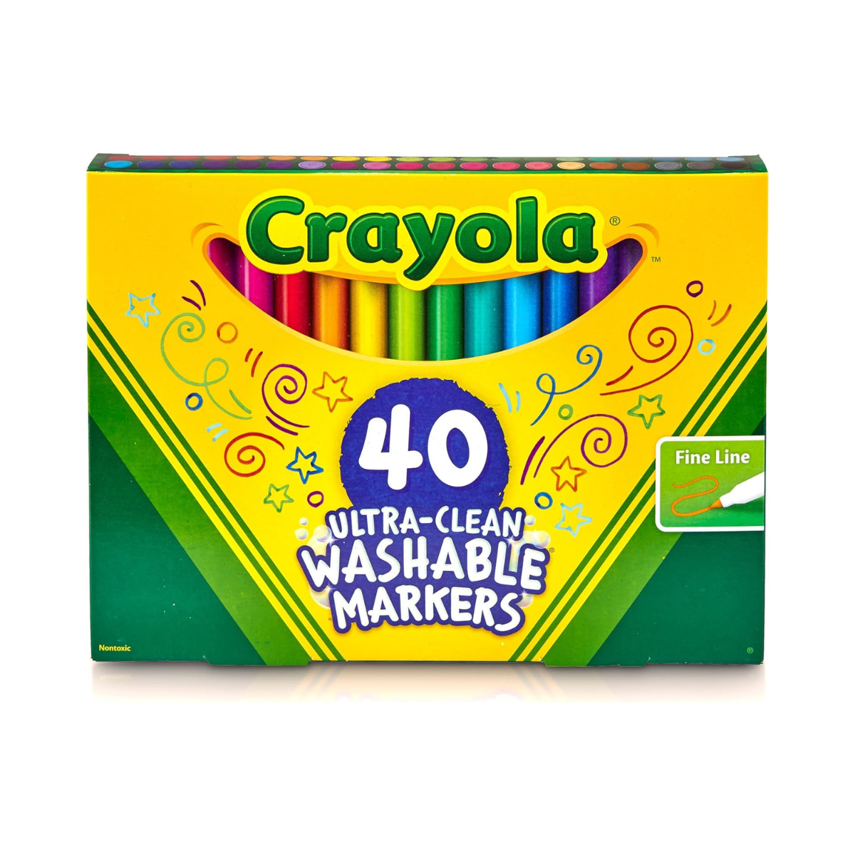 Crayola Ultra Clean Washable Markers, Fine Line Marker Set, Gift For Kids, 40 Count