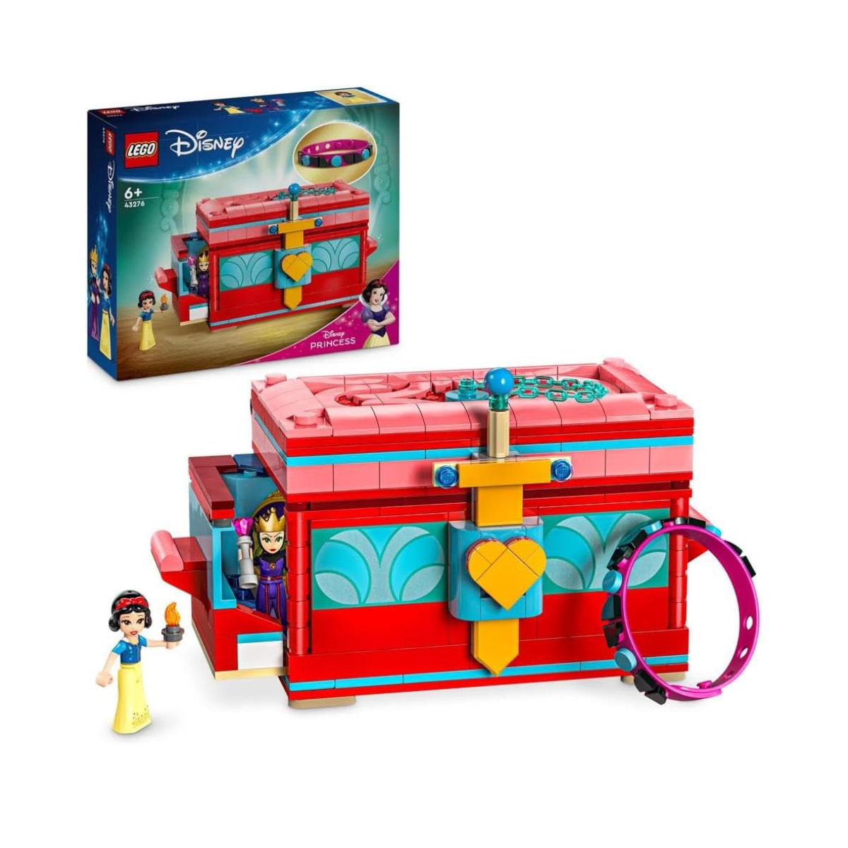 LEGO ǀ Disney Princess Snow White’s Jewellery Box Building Toy for Kids with Snow White and the Evil Queen Mini-Doll Figures and a Play Bracelet, Gift for 6 Plus Year Old Girls and Boys 43276