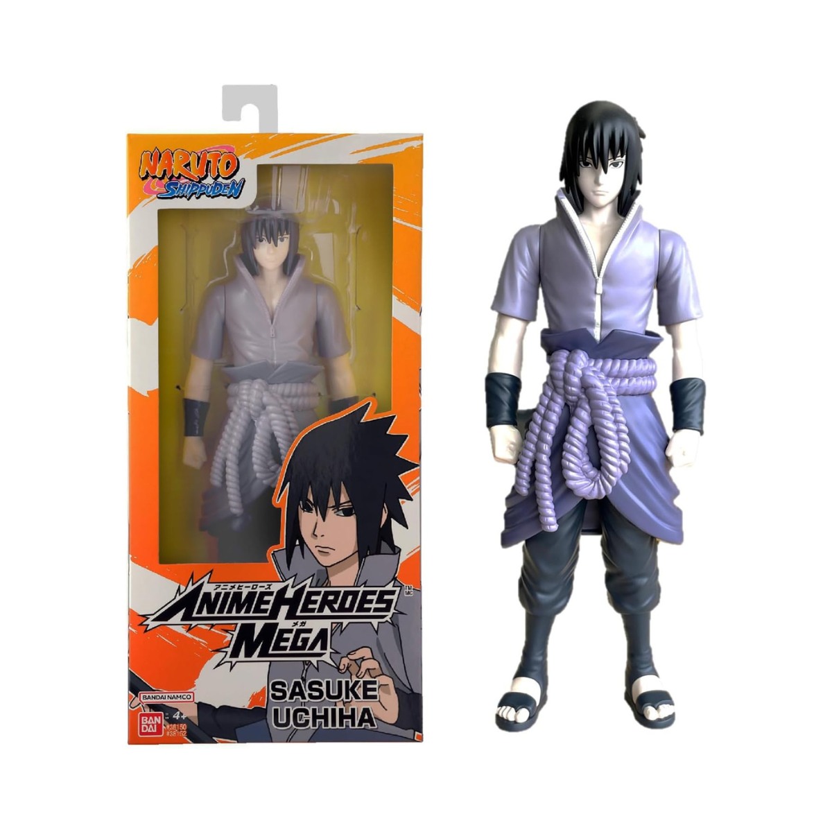 Bandai - Anime Heroes - Naruto Shippuden - Manga Figure Anime Heroes Mega 30 cm - Sasuke Uchiwa - Official Naruto Licence - Large Articulated Naruto Figure - Toy for Children from 4 Years - 38152