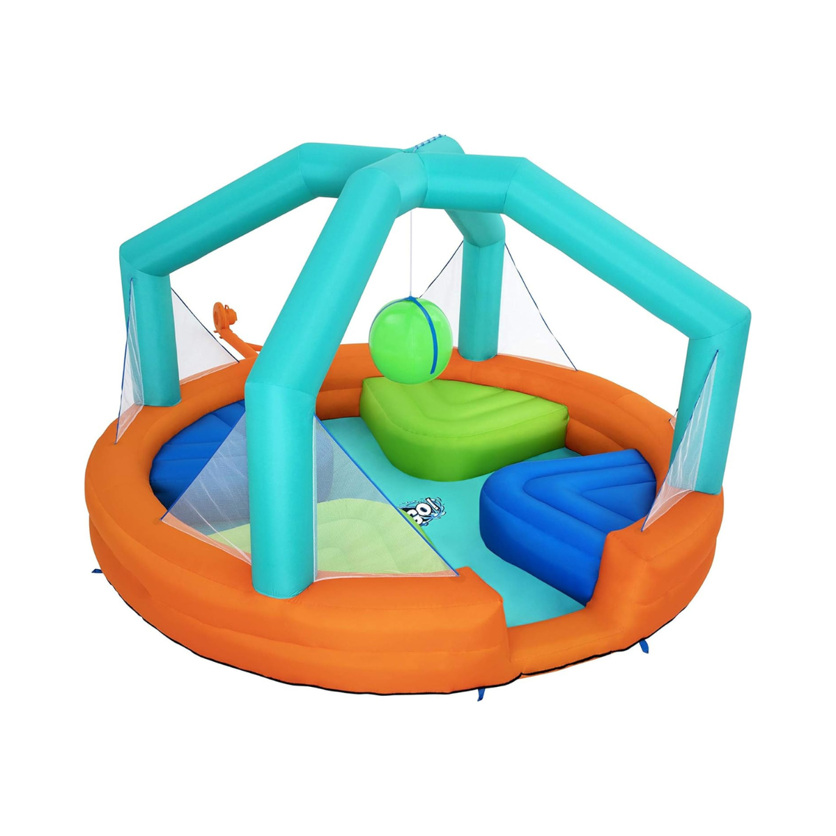 Bestway H2Ogo Dodge and Drench Water Park 4.5m Inflatable Splash Park with Sprinkler Ball and Balance Platforms, Kids Outdoor Water Play Center, Ages 5+