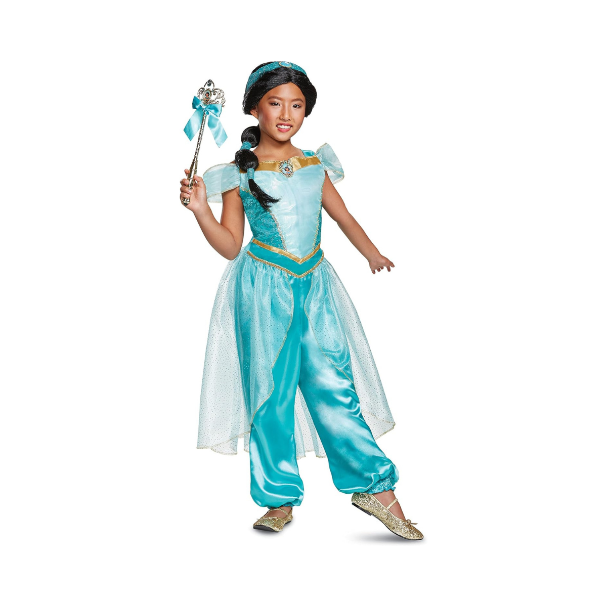Disguise Disney Princess Jasmine Deluxe Girls' Costume Teal, Medium/(7-8)