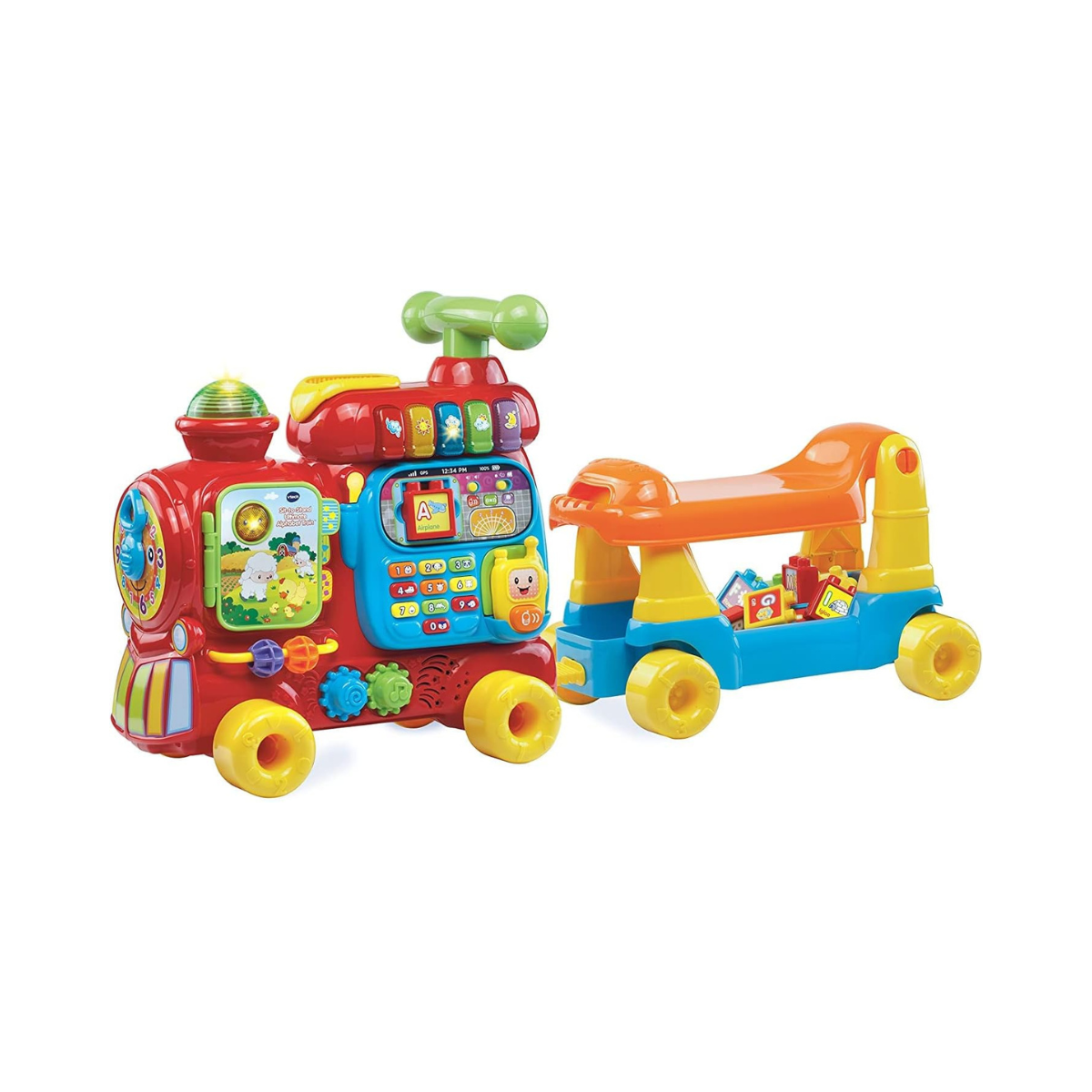 VTech Baby 4 in 1 Alphabet Letter Learning Train Educational Activity Walker Ride-On Pull Cart Multicolour 12–36 Months