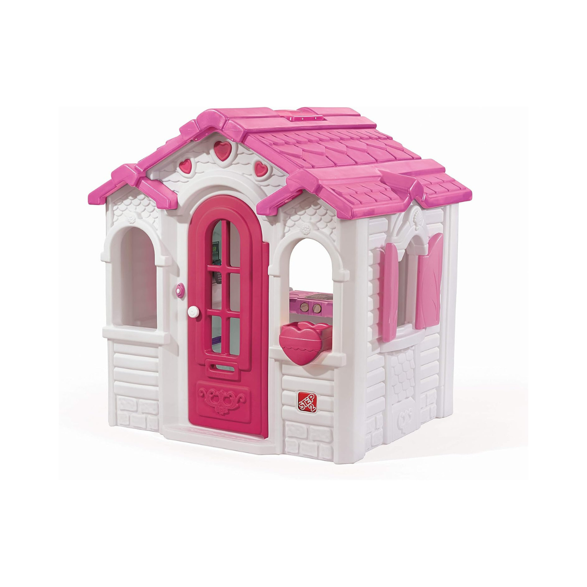 Step2 Sweetheart Playhouse Pink & White – Kids Outdoor Cottage with Doorbell, Phone & Convertible BBQ Grill (134.6 x 119.4 x 147.3 cm)