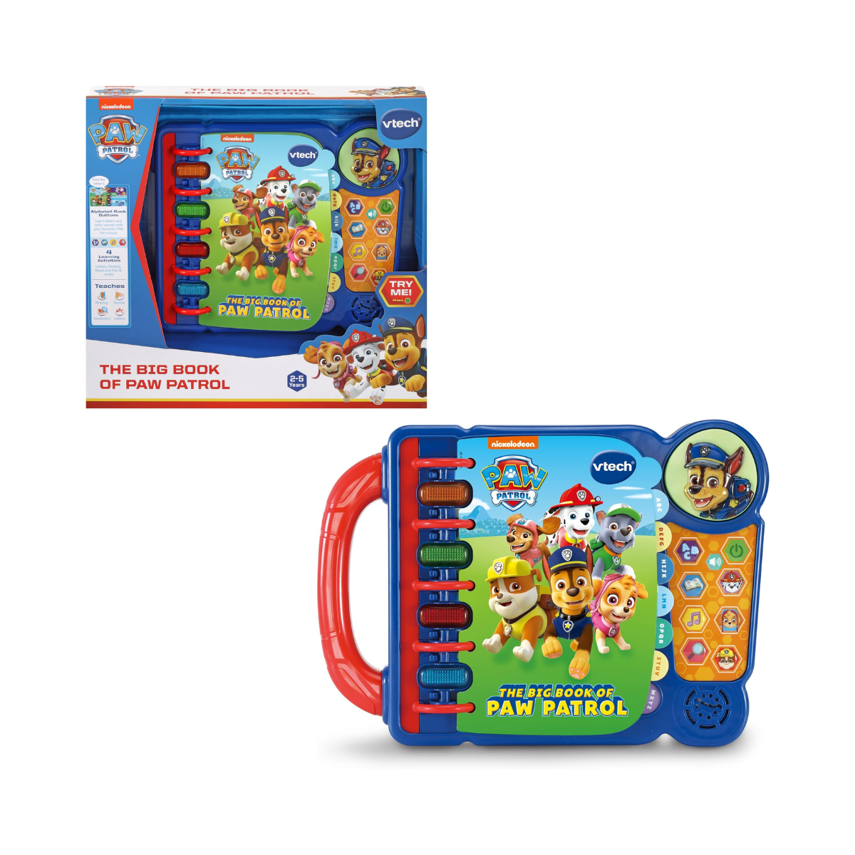VTech The Big Book of PAW Patrol, Interactive Alphabet Learning Toy with Letters, Words, Music & Phrases, Multicolour, Kids 2–5+ Years