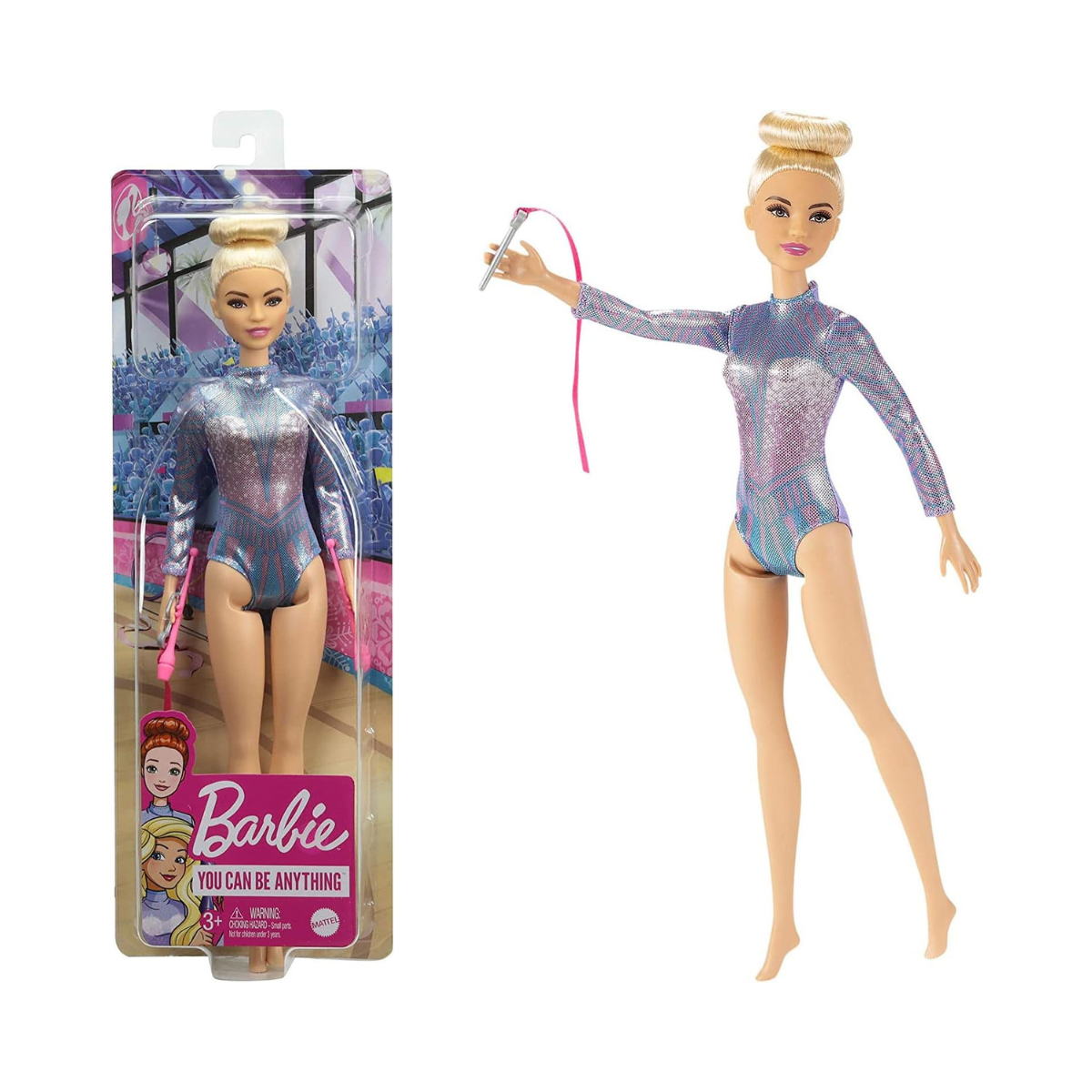 Barbie Rhythmic Gymnast Blonde Doll (12-in/30.40-cm), Leotard & Accessories