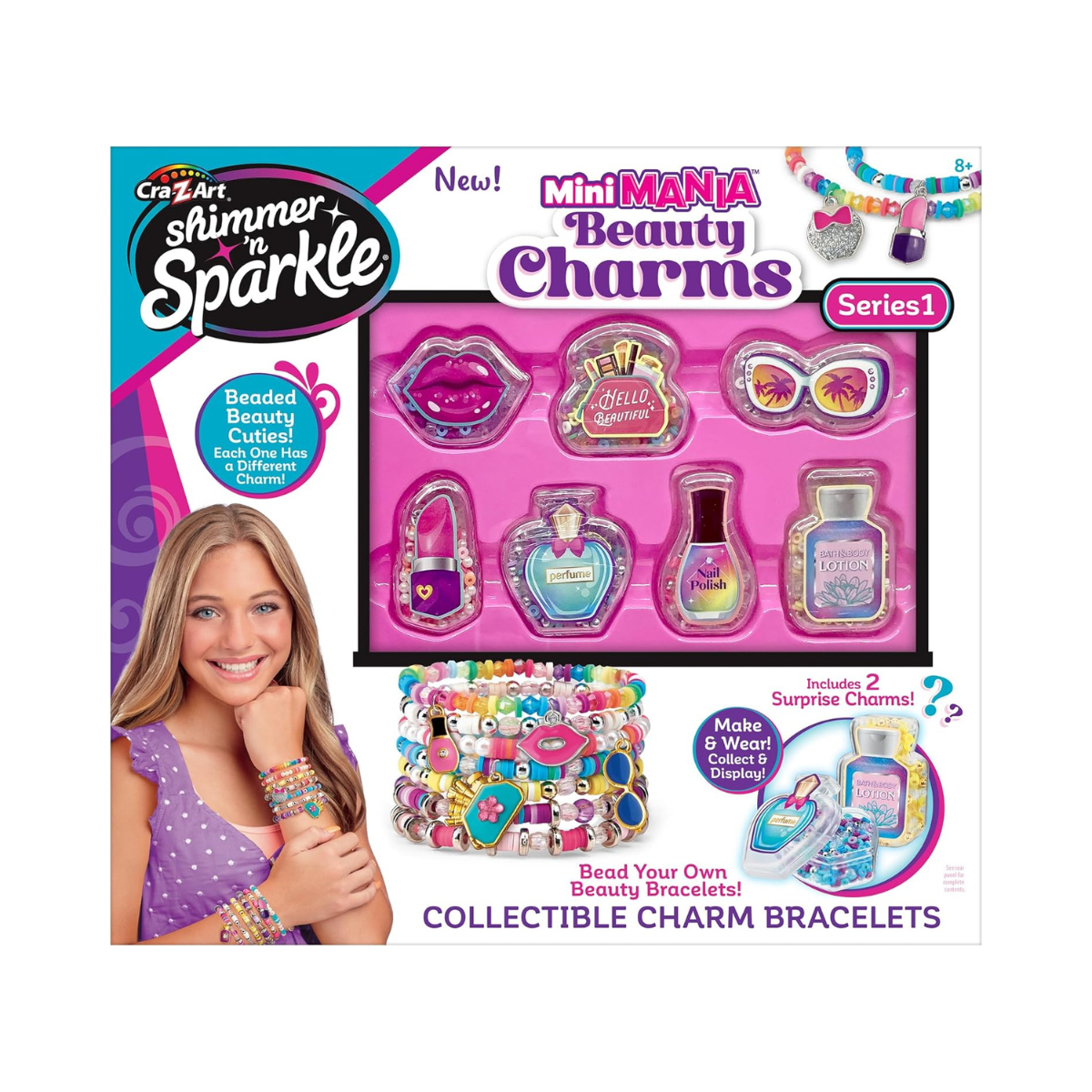 Shimmer N Sparkle Mini Mania Beauty Charms Bracelet Maker Make your own collectable charm bracelets Includes over 1000 multicoloured beads Jewellery making kit Make your own friendship bracelets