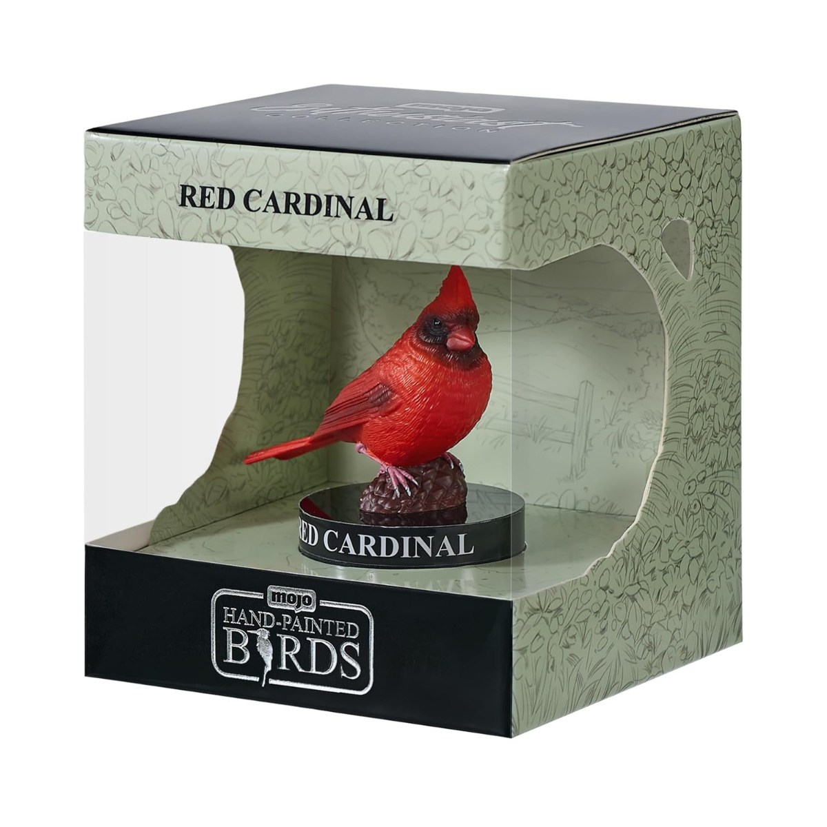 MOJO, American Red Cardinal Garden Bird Enthusiast Collection Series 1, Hand-Painted Figurines, Wildlife Collectibles, Toys, Detailed Sculptures with QR Code for Fun Facts