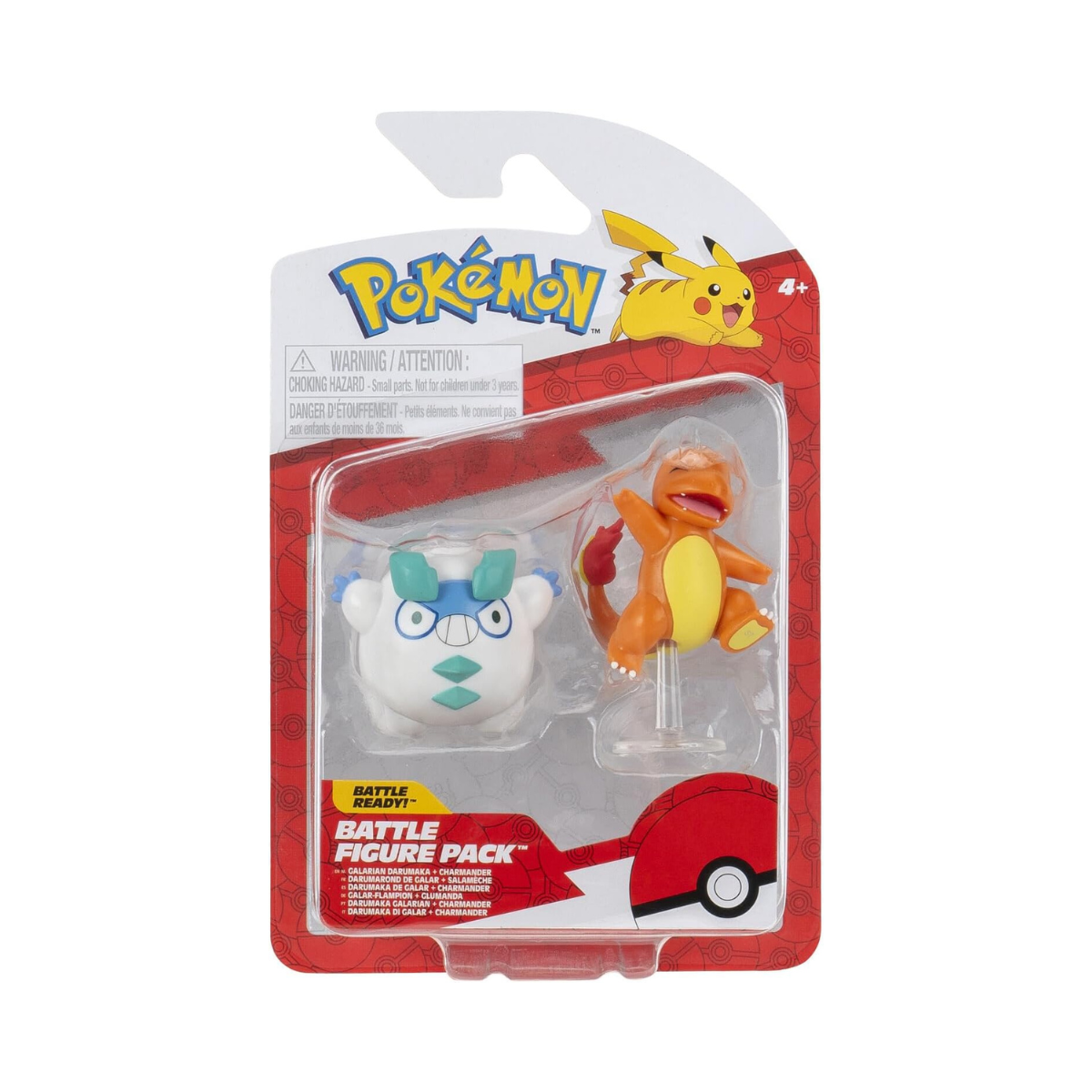 Pokemon Battle Figure Galarian Darumaka & Charmander, Official Detailed Action Figures, Play Figurines for Kids, Toy Gift