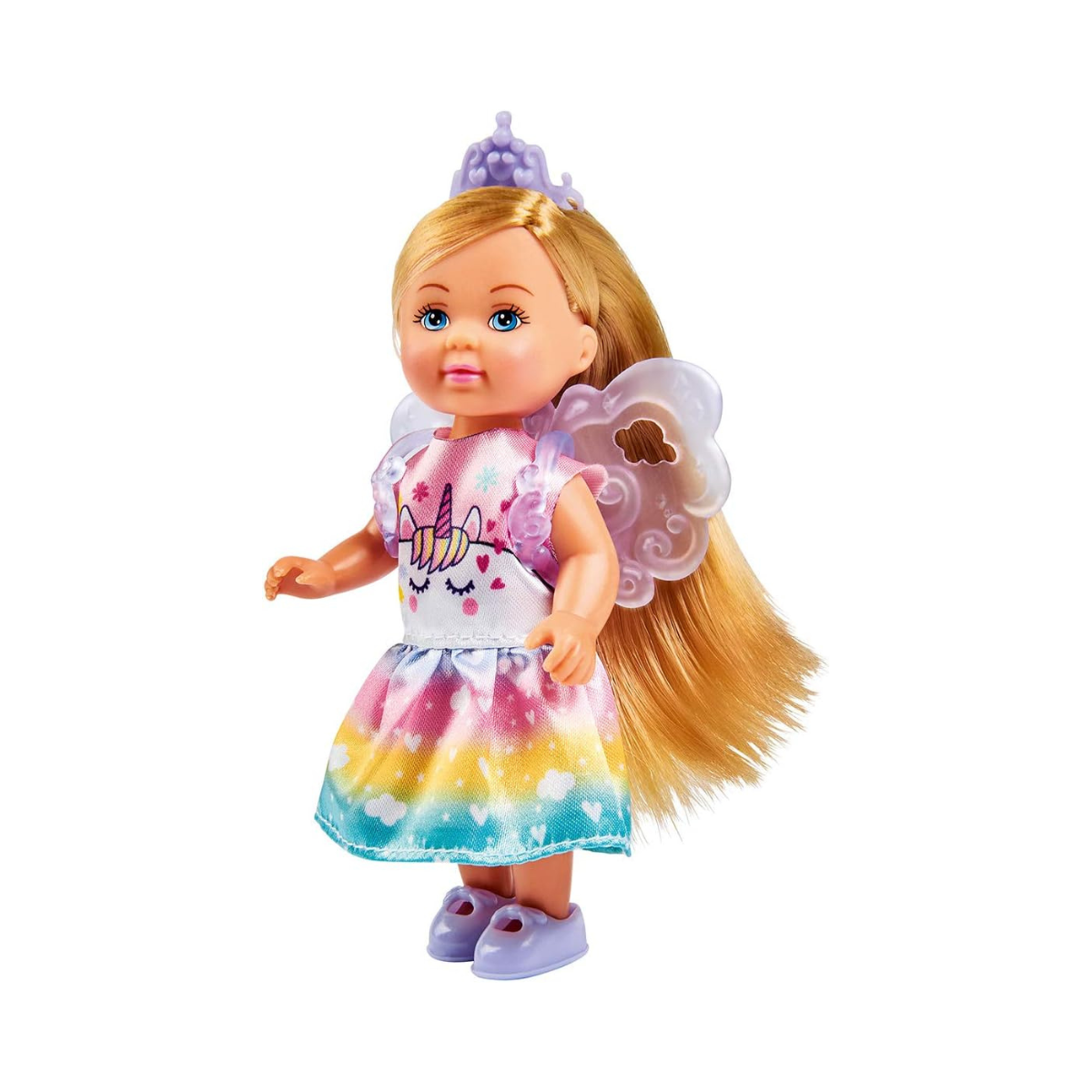 Simba Evi Love Unicorn Fairy Doll, 12 cm, 2 Assorted Designs, Removable Wings, Ages 3+