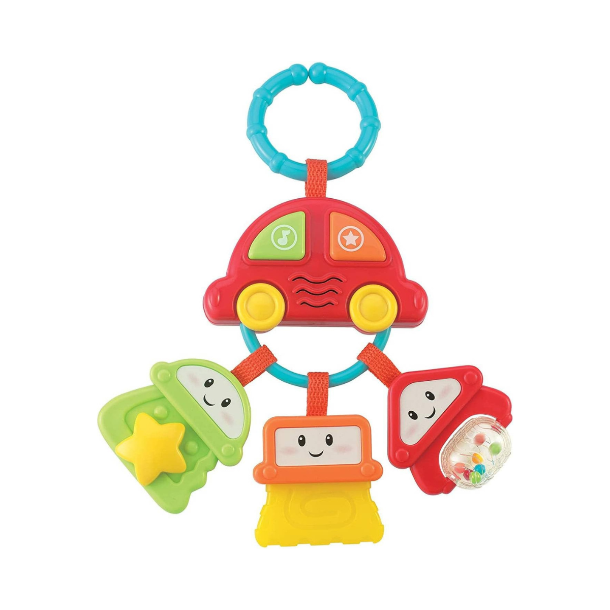 Winfun Sound ’N Rattle Keys – Light-Up Musical Baby Keyring with Mirror, Beads & Rotating Star, Sensory Toy for Infants 3 Months+