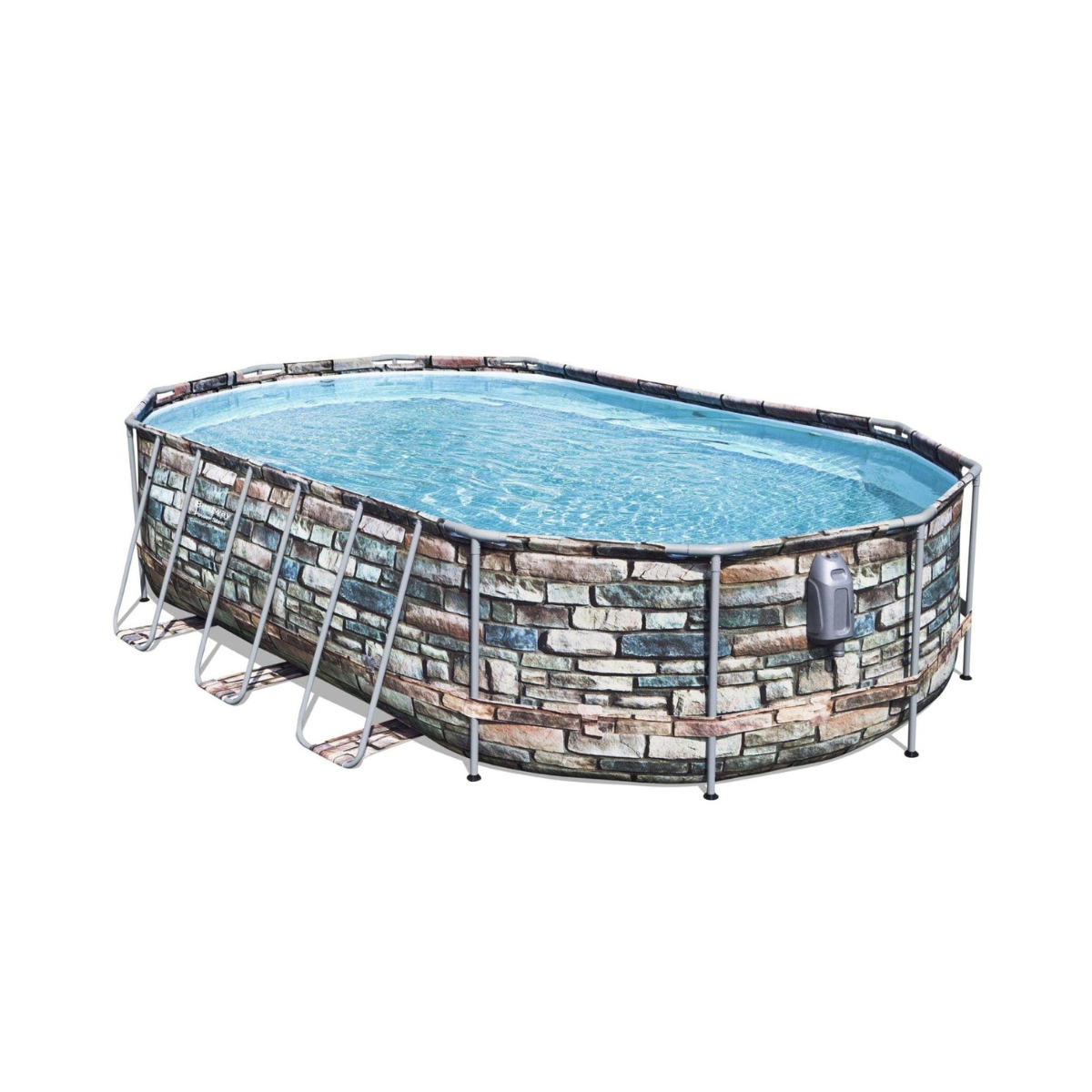 Bestway Powersteel Graph Frame Above-Ground Swimming Pool Set 6.10m x 3.66m x 1.22m – Adult 14+