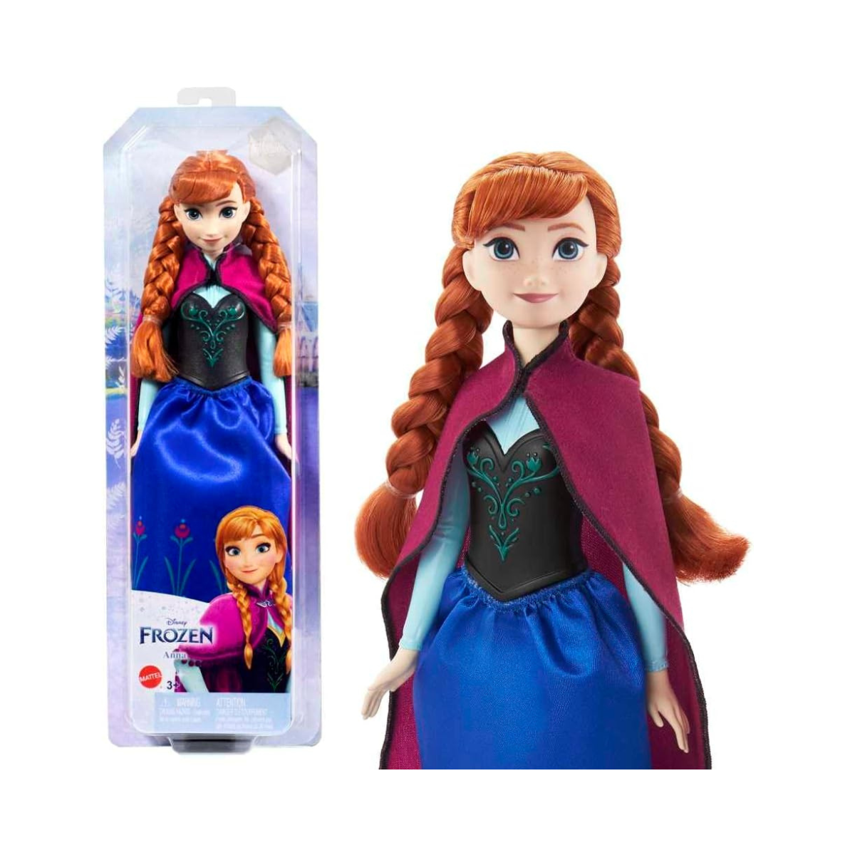 Mattel Disney Frozen Anna Fashion Doll with Travel Outfit and Accessories, Posable Movie Character Toy for Kids 3+