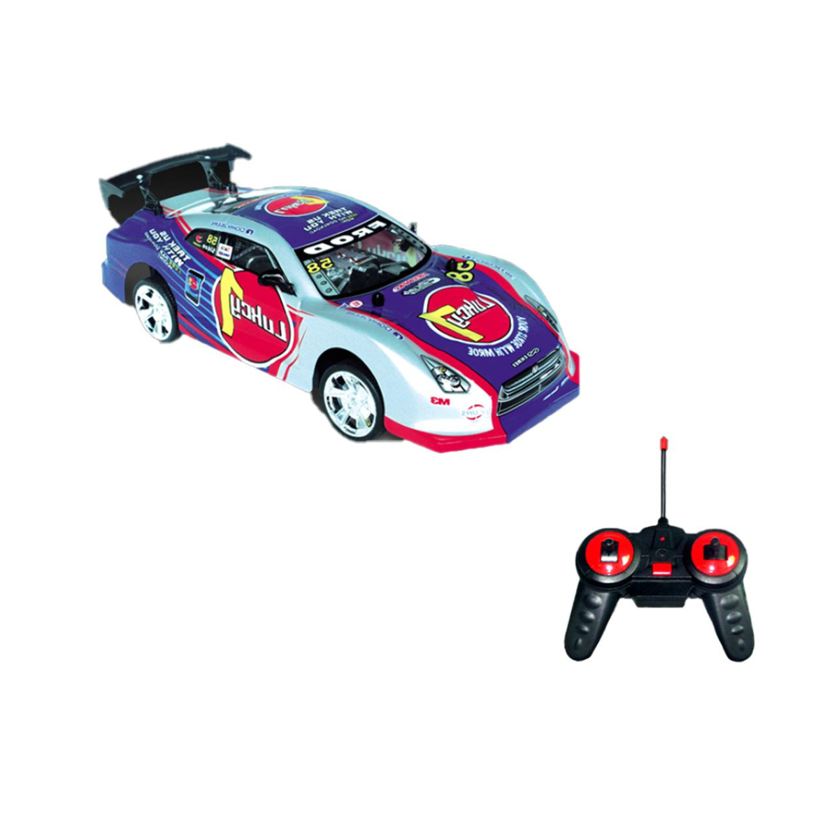 Crazon 1:18 2WD Remote Control Racing Car with Lights, USB Rechargeable RC Vehicle, Assorted Colors, 6+
