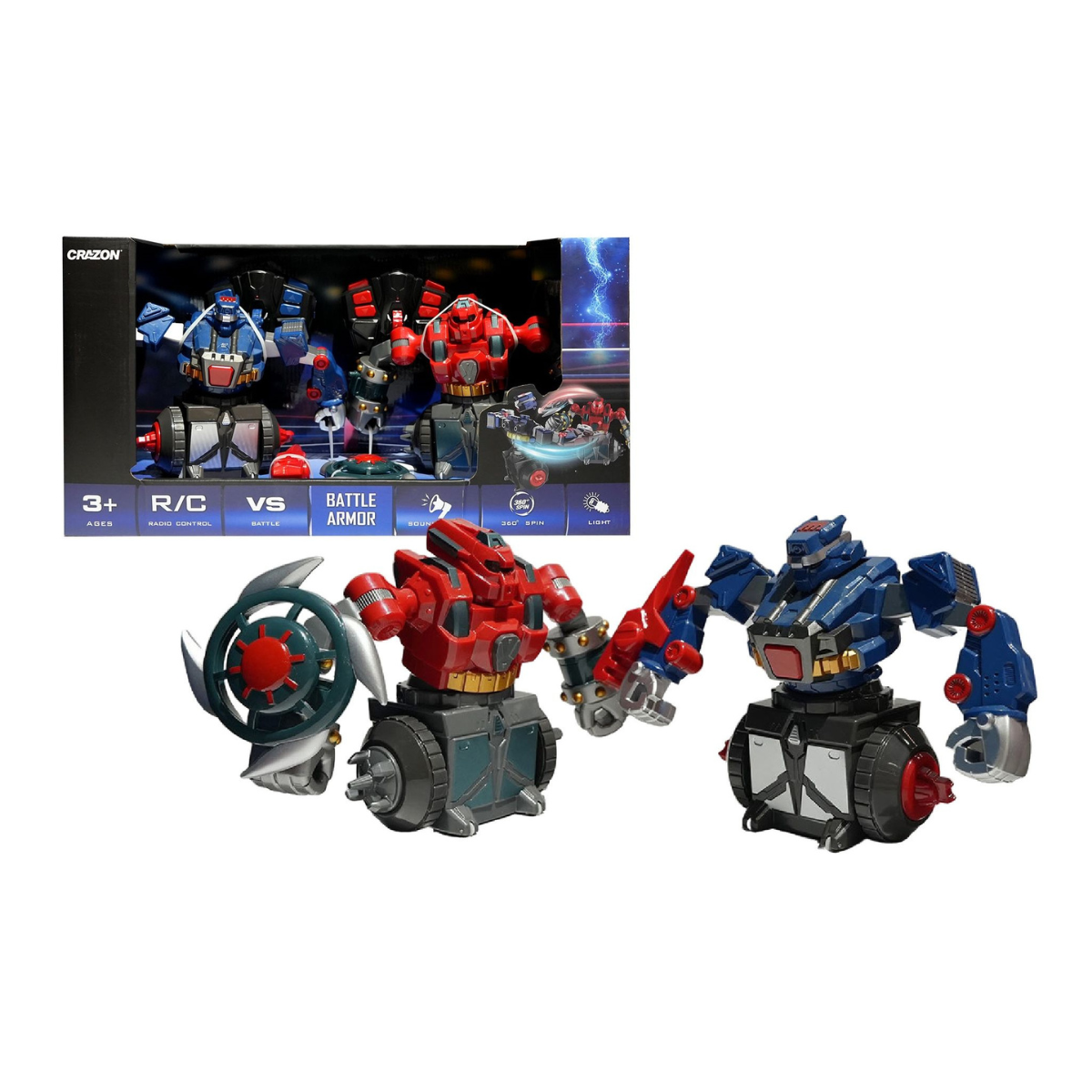Crazon 2-Pack Battle Robots with Remote Control, Red & Blue, 3+
