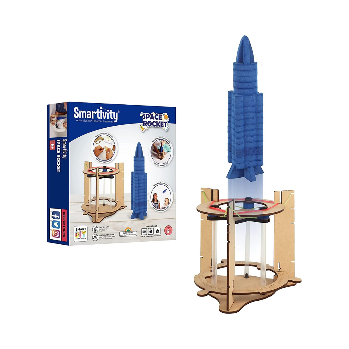 Smartivity Space Rocket STEM Toy, Educational DIY Construction Kit for Kids, Hands-On Science and Engineering Project, STEM Learning Activity for Ages 6-14, Birthday Gift for Boys and Girls