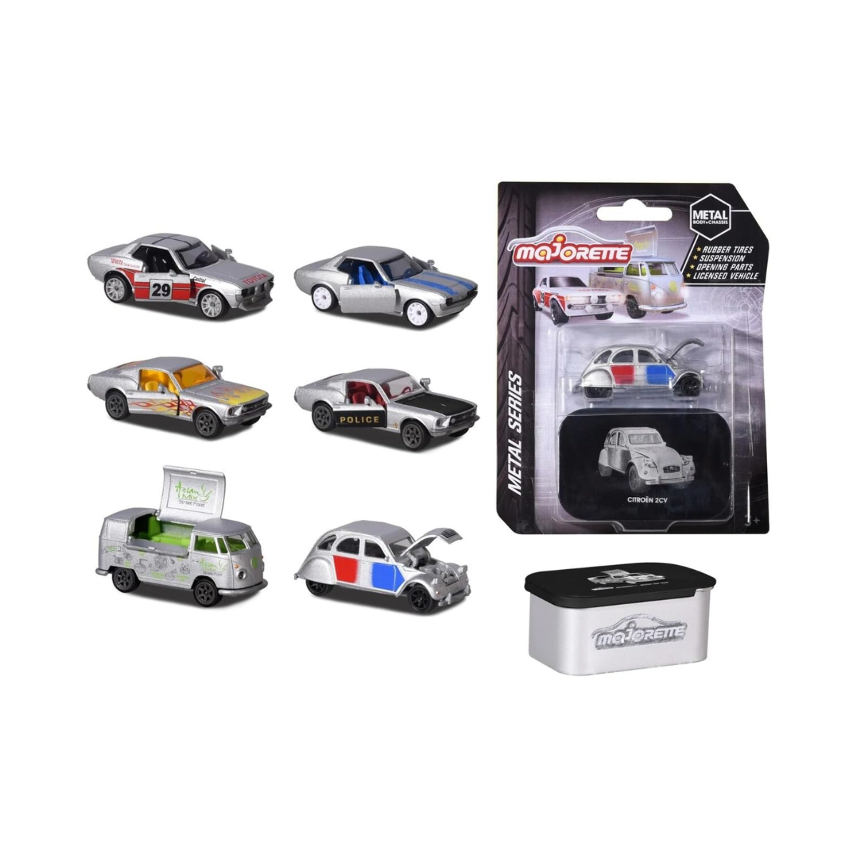 Majorette 1:64 Scale Die-Cast Metal Cars – 7.5 cm, 6 Random Licensed Models, Collector’s Set for Kids & Collectors Aged 3+