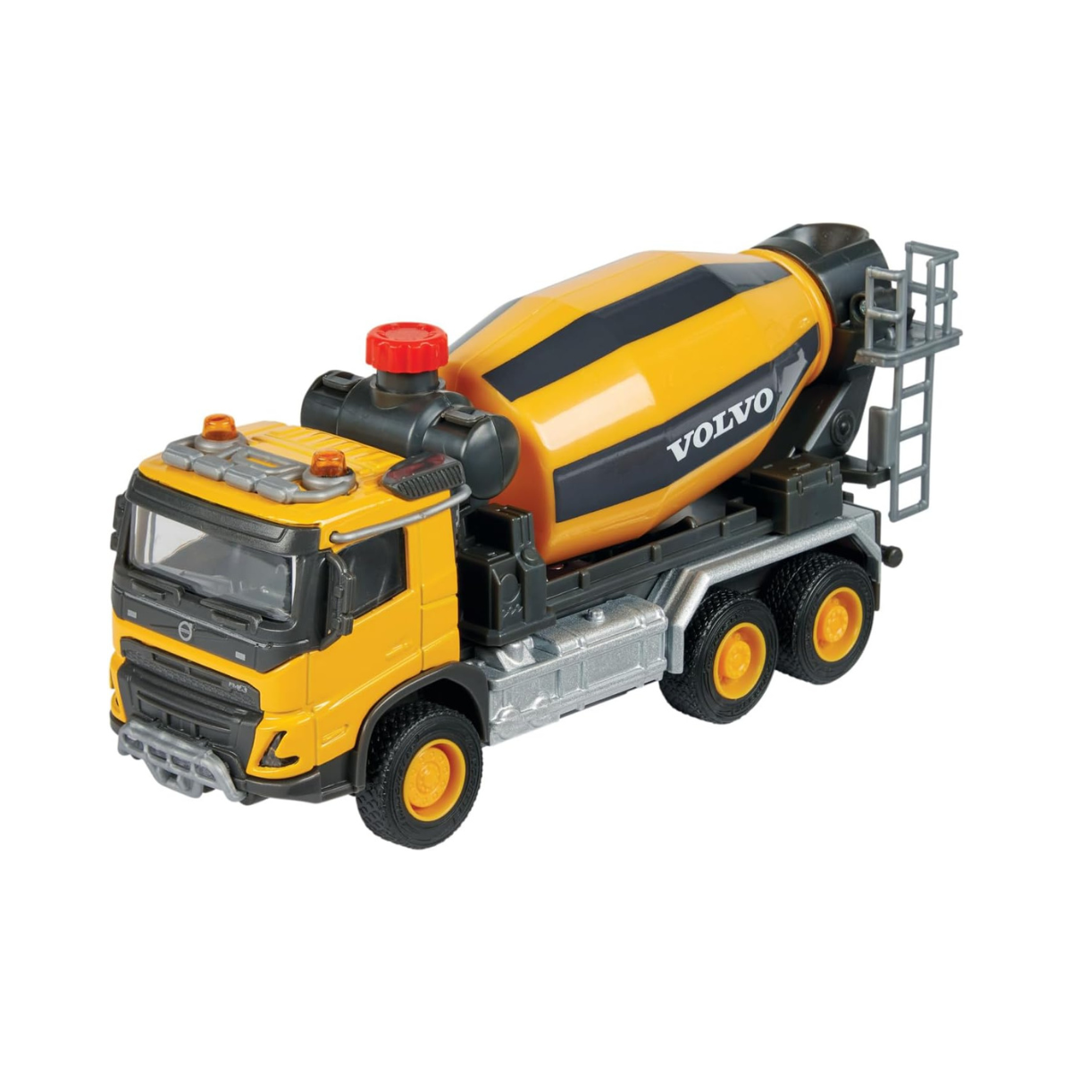 Majorette Grand Series – Volvo FMX Concrete Mixer Die-Cast Construction Vehicle with Lights, Sound Effects, Rotating Drum, Fold-Out Shoot, and Metal Cabin, One Size
